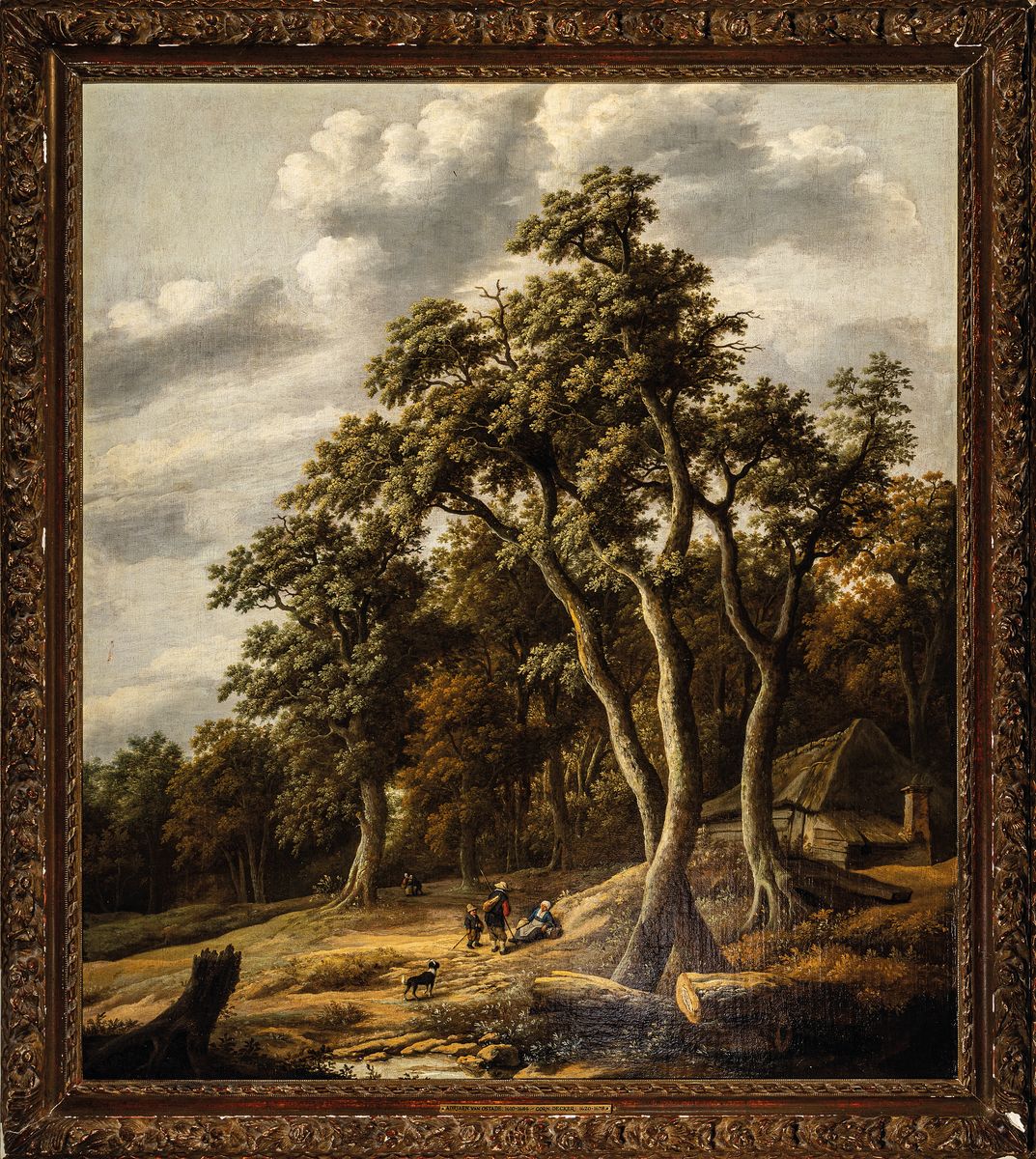 Detail k: Cornelis Gerritsz. Decker (um 1620-1678 Haarlem) & Adriaen van Ostade (1610-1685 Haarlem), Rast am Saum eines Eichenwaldes, gesteigertes Interesse an ...