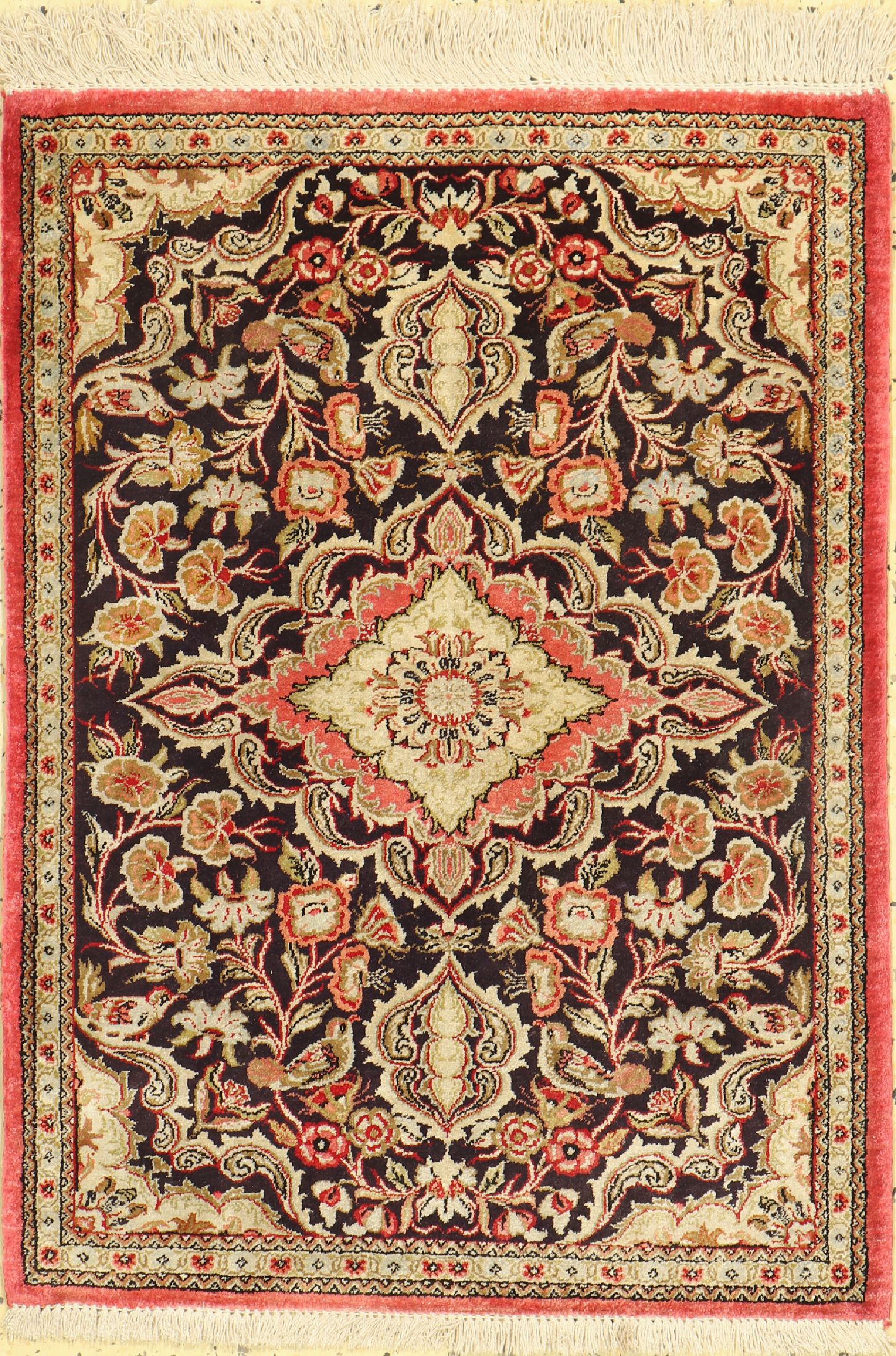 Ghom Seide, Persien, ca. 50 Jahre, reine Naturseide, ca. 80 x 58 cm, EHZ: 1-2