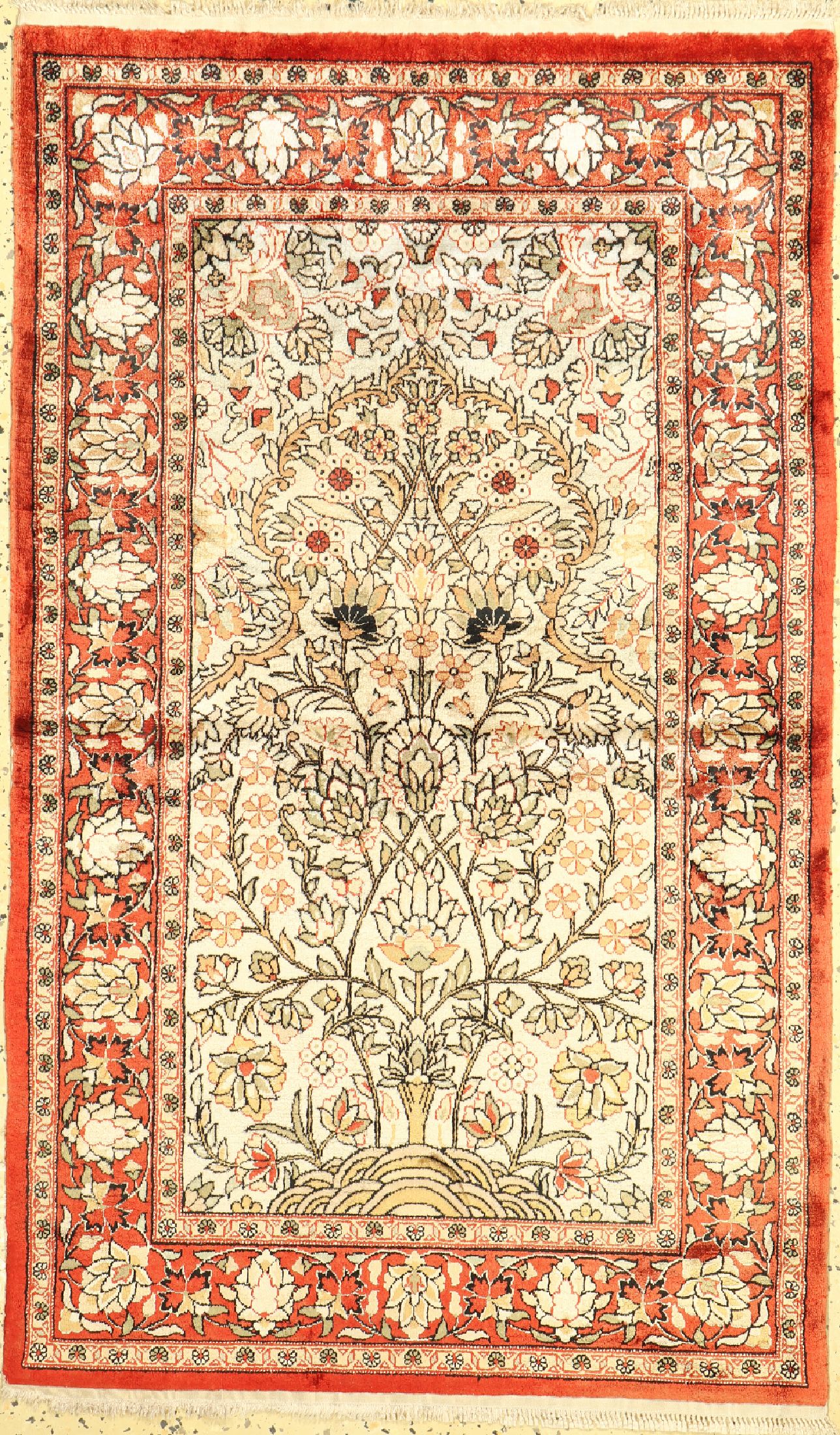 Esfahan Seide fein, Ägypten, ca. 60 Jahre, reine Naturseide, ca. 141 x 84 cm, EHZ: 2