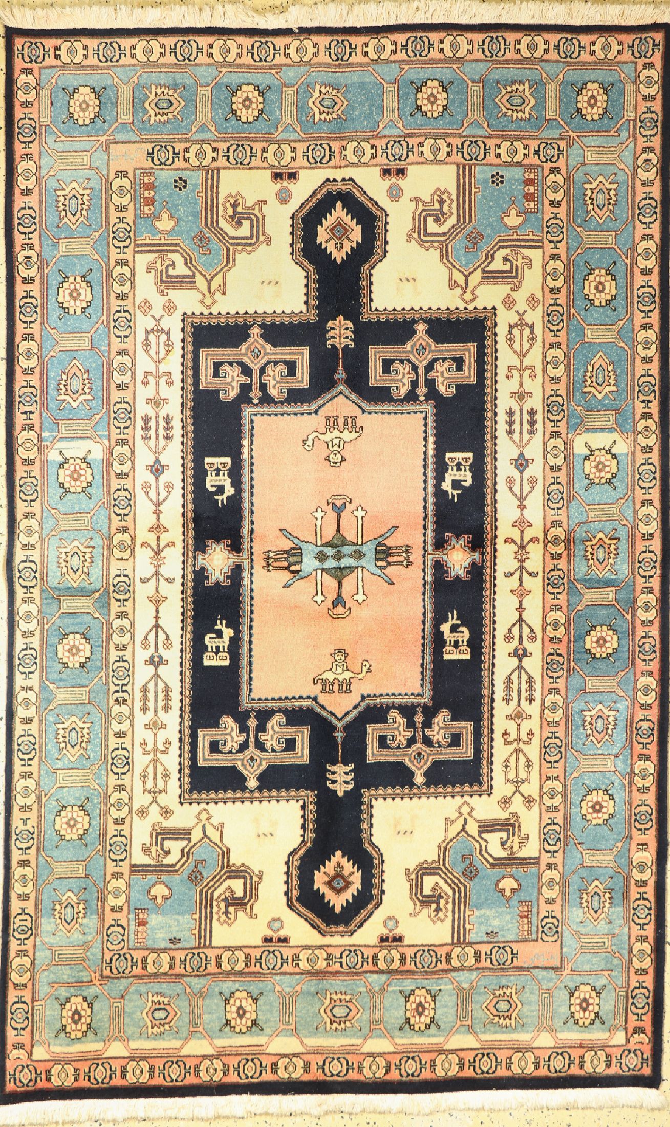 Azeri, Persien, signiert(Wousughi), ca. 50 Jahre, Wolle auf Baumwolle, ca. 244 x 152 cm, EHZ: 1-2