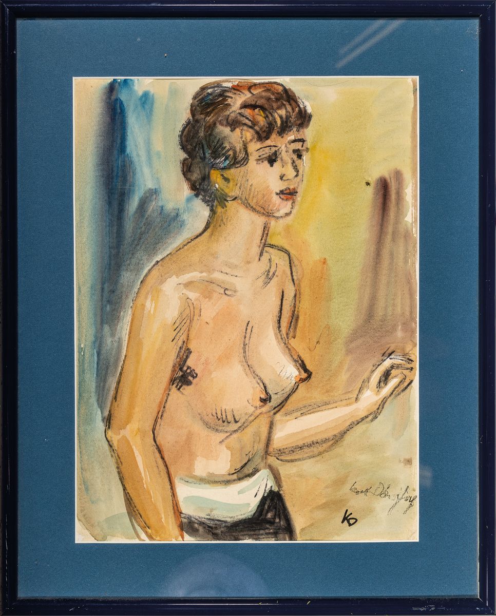 Detail l: Karl Dörrfuß, 1906-1984 Fürth, Studium an der Kunstgewerbeschule Nürnberg, 2 Akte, 1x Gouache auf Papier, sign., ca. 39x29cm, PP, u.Gl., R. ca. ...
