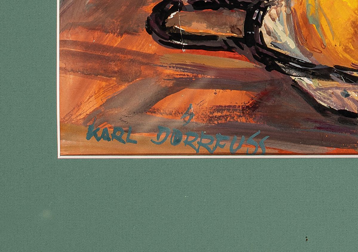 Detail d: Karl Dörrfuß, 1906-1984 Fürth, Studium an der Kunstgewerbeschule Nürnberg, 4 Blumenstillleben, Aquarell und Gouache, alle signiert, untersch. ...