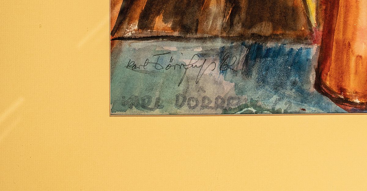 Detail e: Karl Dörrfuß, 1906-1984 Fürth, Studium an der Kunstgewerbeschule Nürnberg, 4 Blumenstillleben, Aquarell und Gouache, alle signiert, untersch. ...