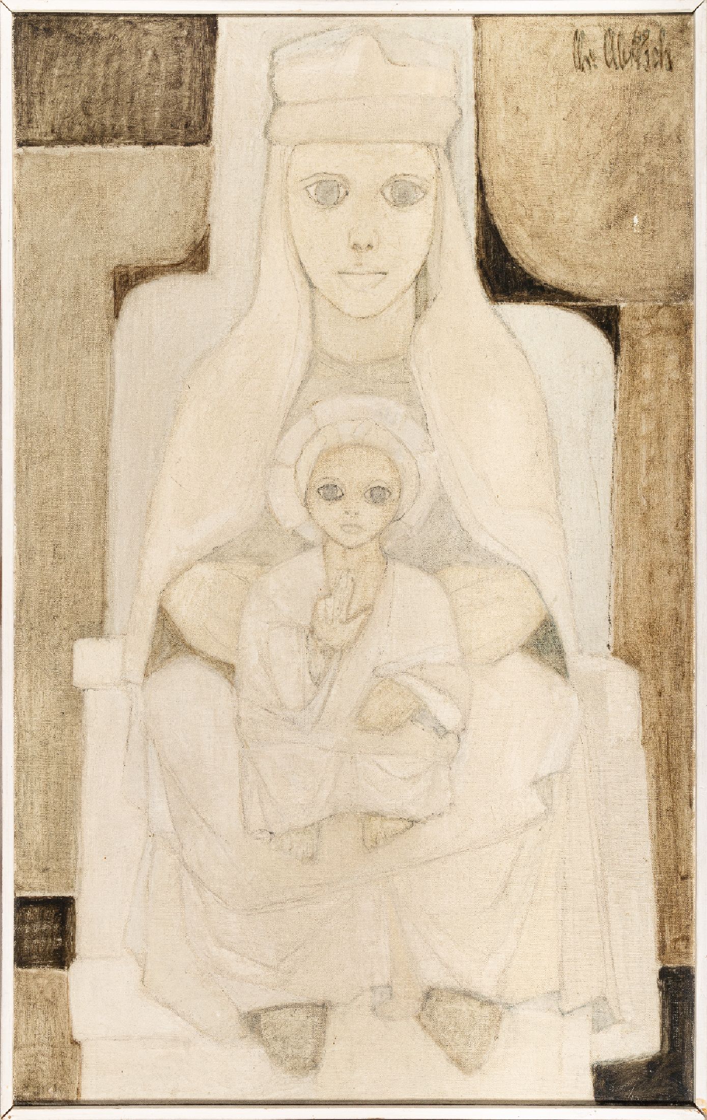 Christel Abresch, geb. 1931 Sulzbach- 2011 Neustadt/Weinstr, "Madonna", Öl/Lwd, rechts oben sign., dat. 69, ca. 82x52 cm