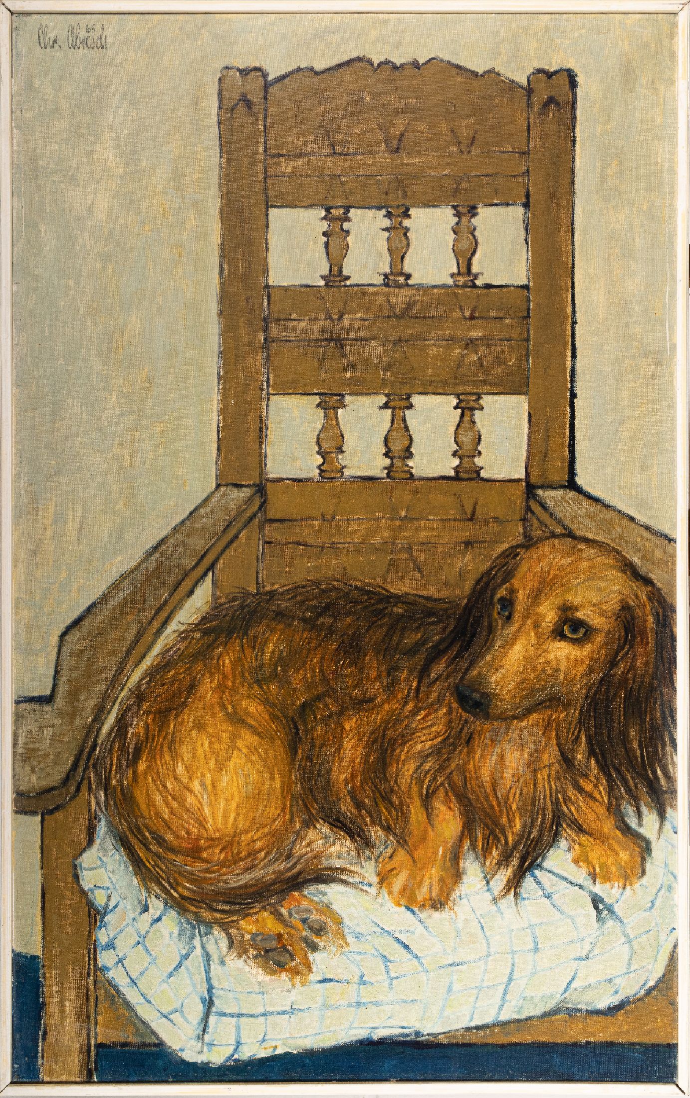 Christel Abresch, geb. 1931 Sulzbach- 2011 Neustadt/Weinstr, "Mein Hund", links oben sign., dat. 65, ca. 82x52 cm