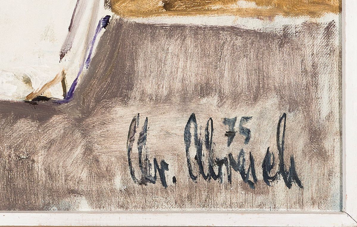 Detail a: Christel Abresch, geb. 1931 Sulzbach- 2011 Neustadt/Weinstr, "Silberdistel", Öl/Lwd, re. unten sign., dat.75, ca. 67x82 cm