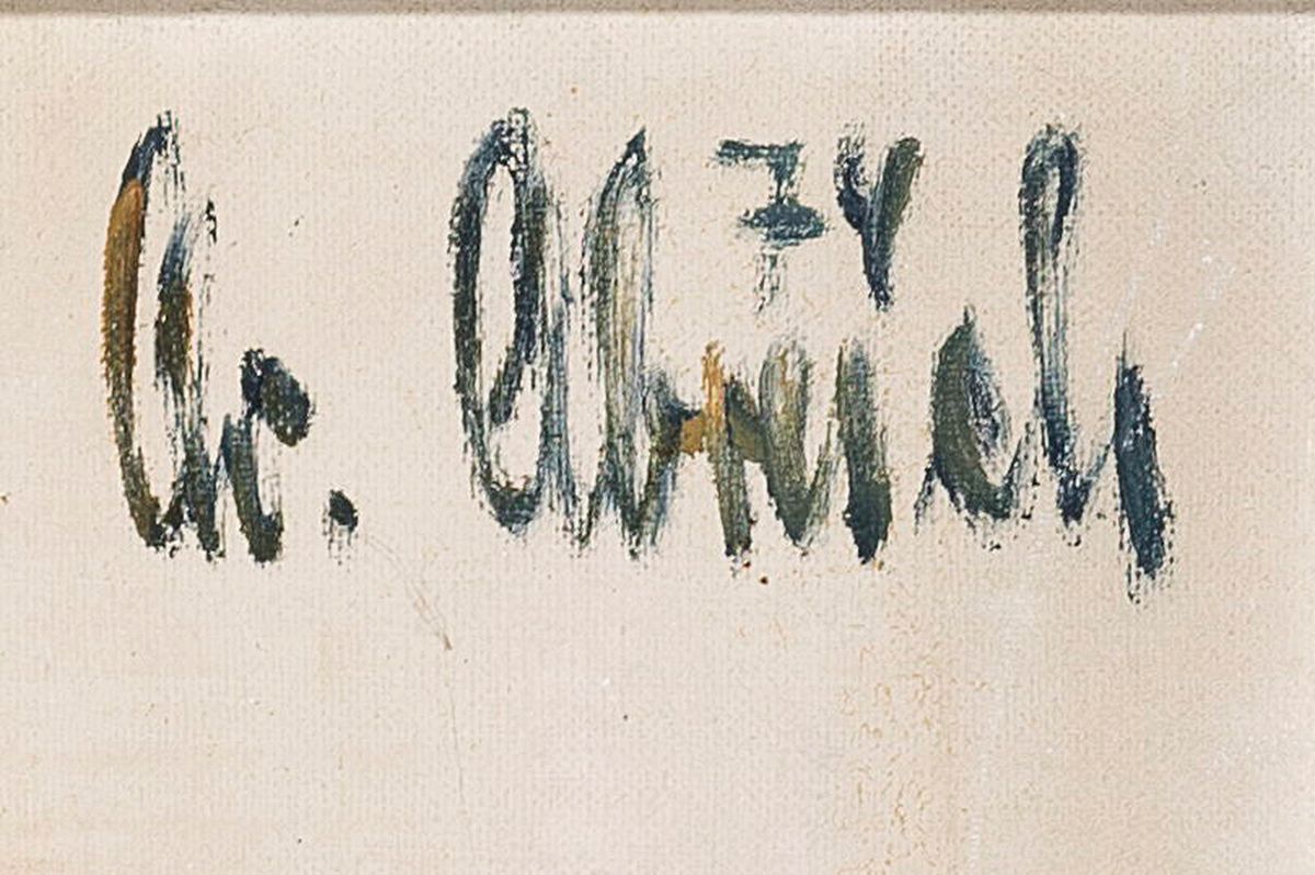 Detail a: Christel Abresch, geb. 1931 Sulzbach- 2011 Neustadt/Weinstr, "Boot", Öl/Lwd, sign., dat. 78, gesamt ca. 100x74 cm