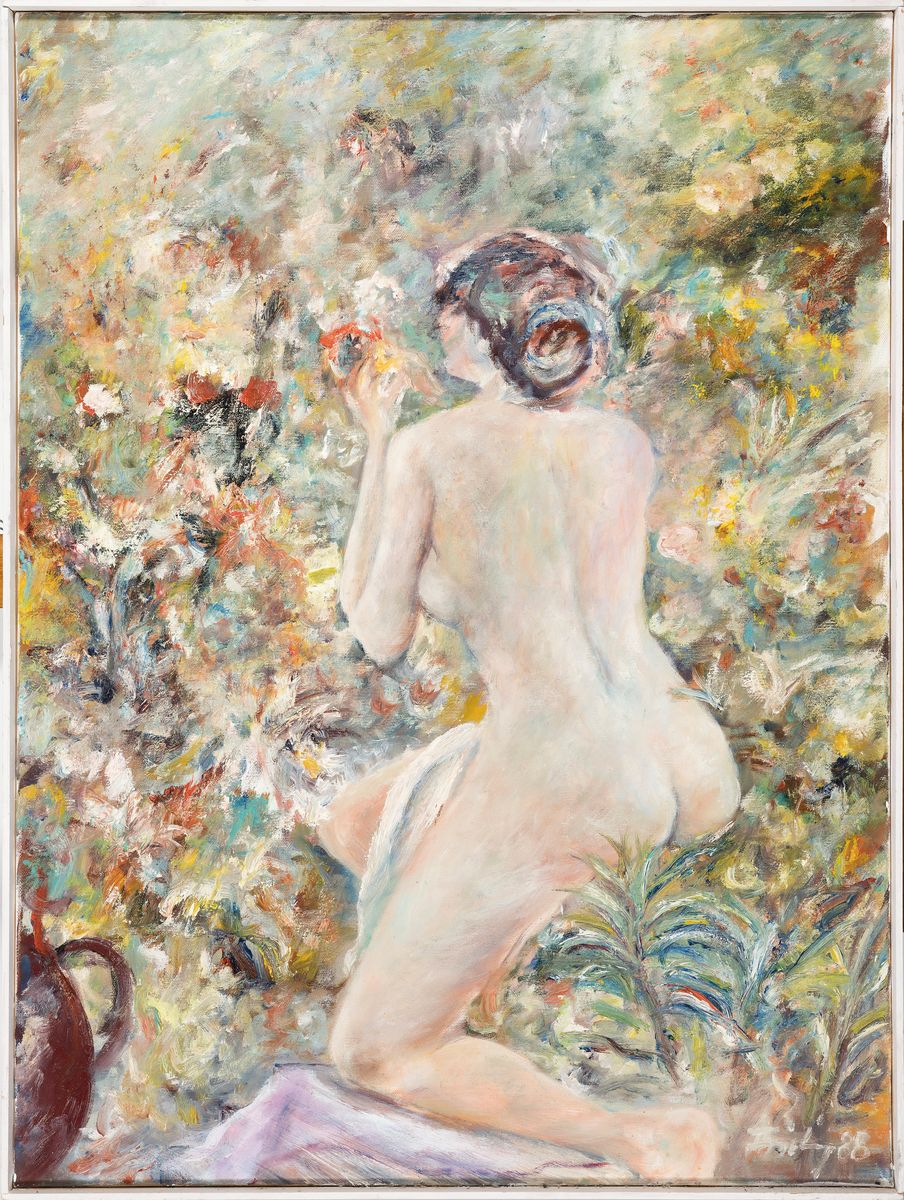 Detail k: Florian Frieling, 1939 Leverkusen-1994 Deidesheim, bek. Pfälzer Maler der klassischen Moderne, Porträtmaler vieler promminenter Kunden, 1969 ...