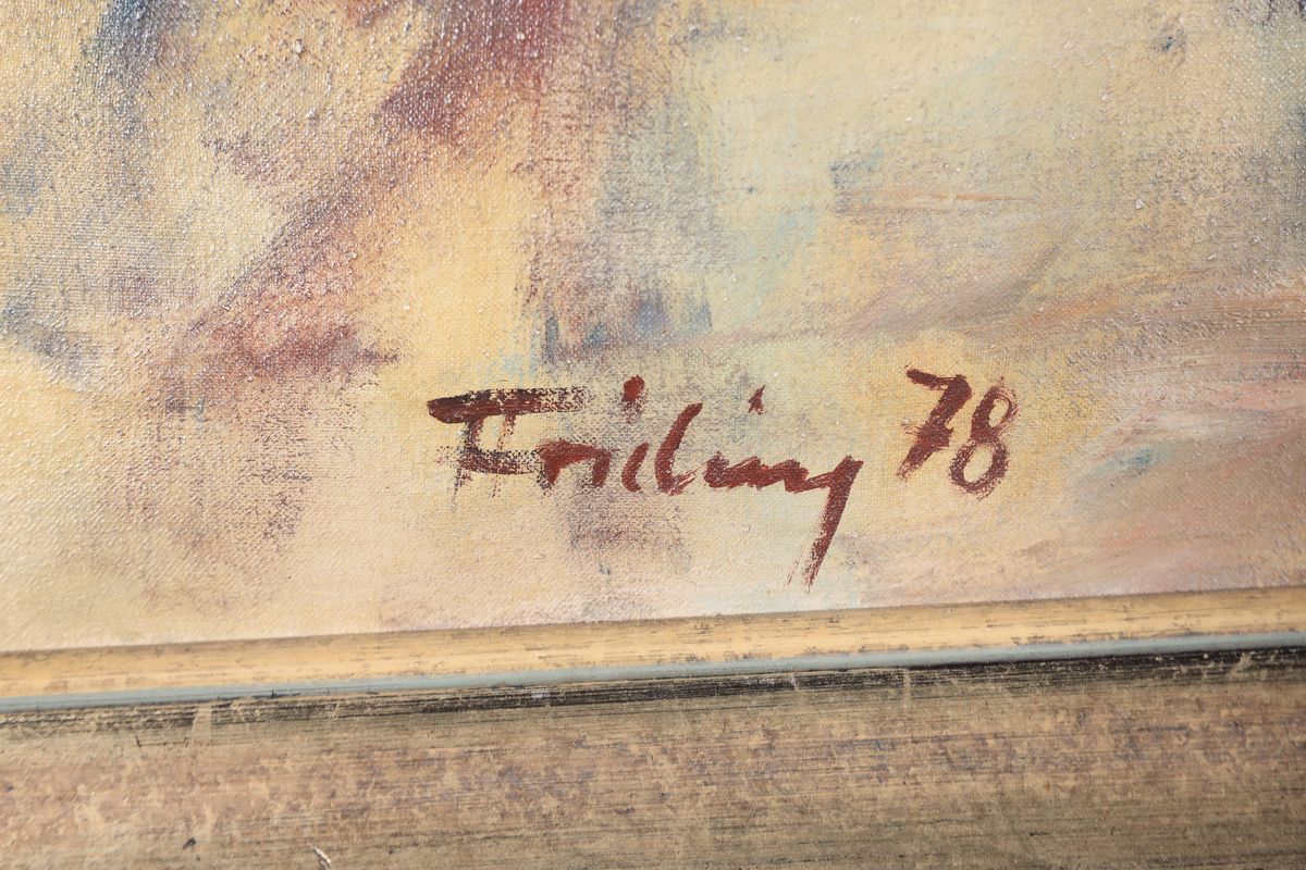 Detail a: Florian Frieling, 1939 Leverkusen-1994 Deidesheim, bek. Pfälzer Maler der klassischen Moderne, Porträtmaler vieler promminenter Kunden, 1969 ...