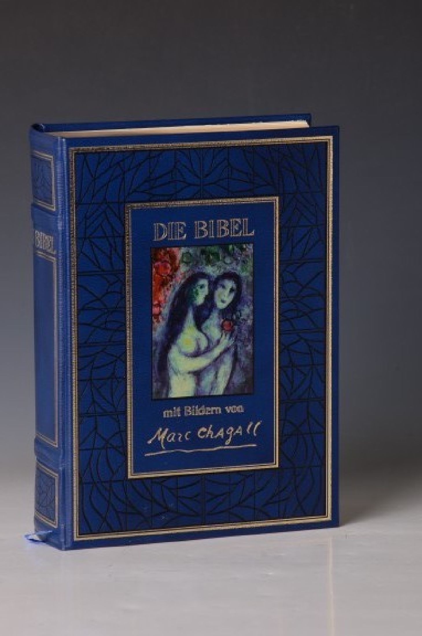 Die Bibel, illustriert von Marc Chagall (1887 -1985), Pattloch 1990, mit zahlreichen Farbabb. Chagalls, Dreikantgoldschnitt, blauerLedereinband, ...