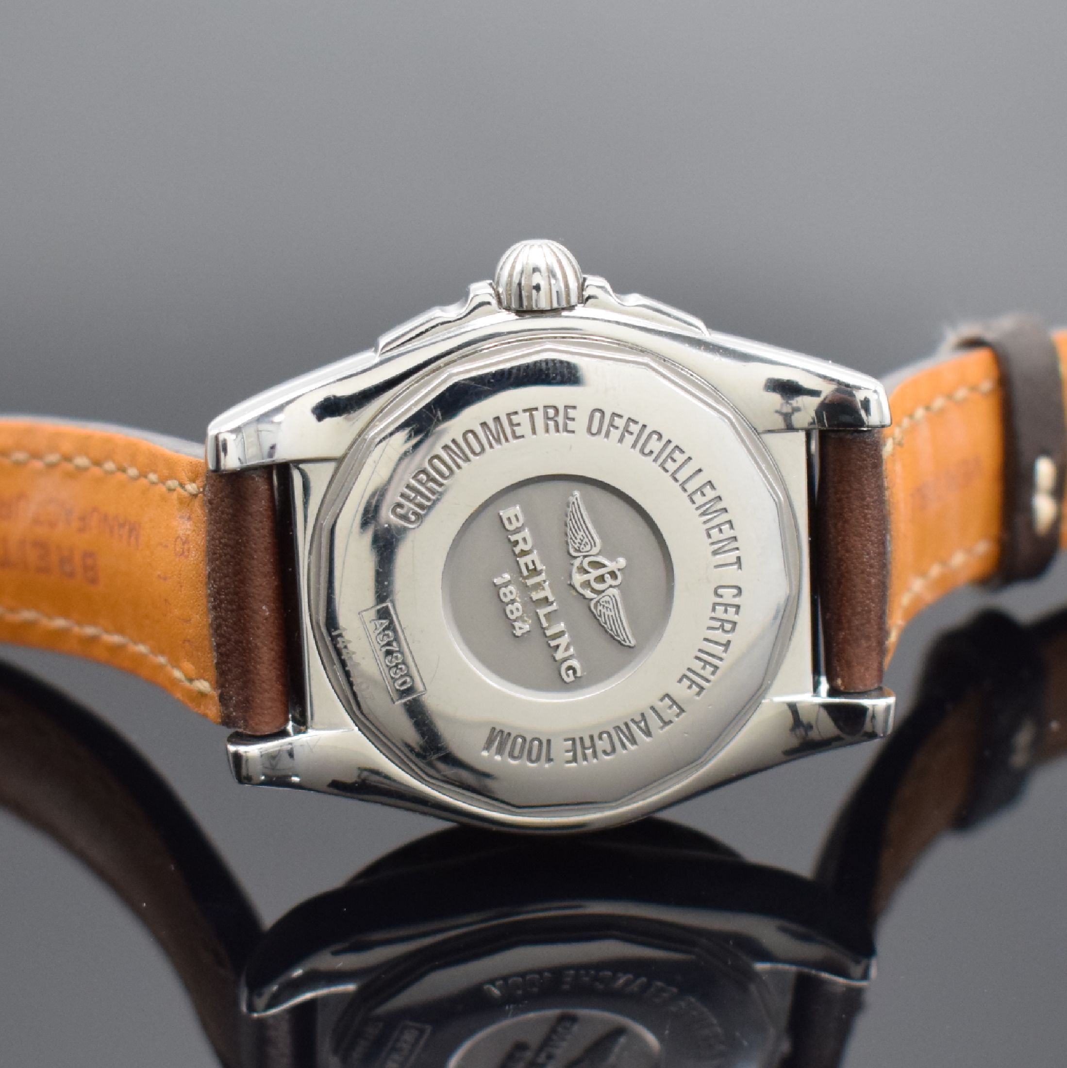 Detail c: BREITLING Galactic mit Brillanten besetzte Armbanduhr in Stahl / Lederband Referenz A37330, Schweiz lt. orig. Papier verk. 2016, Automatik, verschr. ...