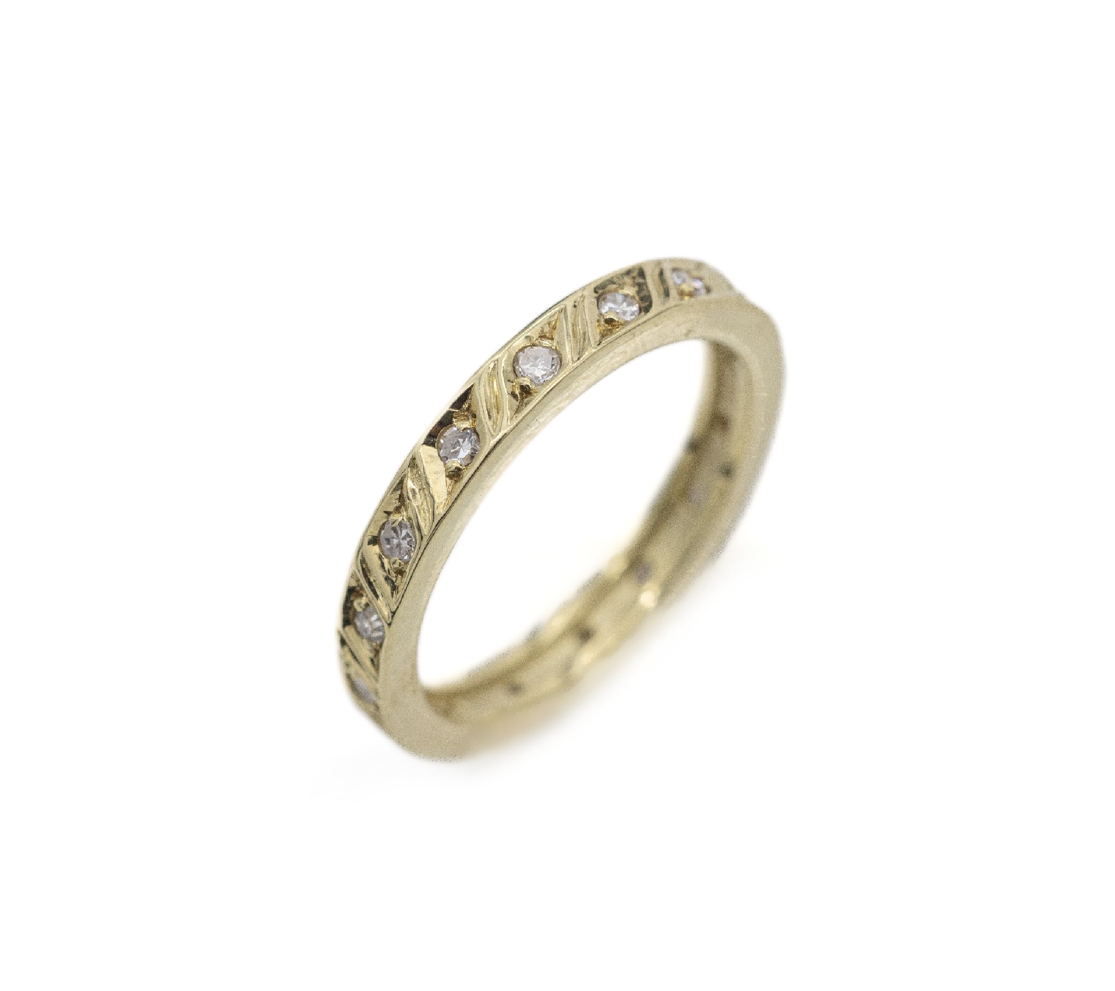 14 kt Gold Brillant-Memoryring, GG 585/000,umlaufend mit Brillanten zus. ca. 0.30 ct Weiß/si, RW 55.5