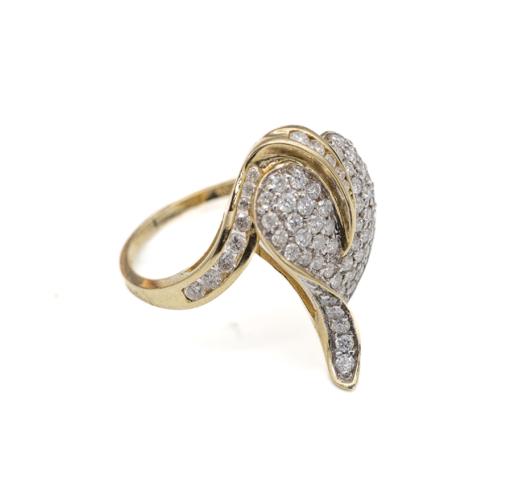 14 kt Gold Brillant-Ring, GG 585/000 z.T. rhod., Brillanten zus. ca. 1.00 ct Weiß/si, RW57, ca. 3.6 g