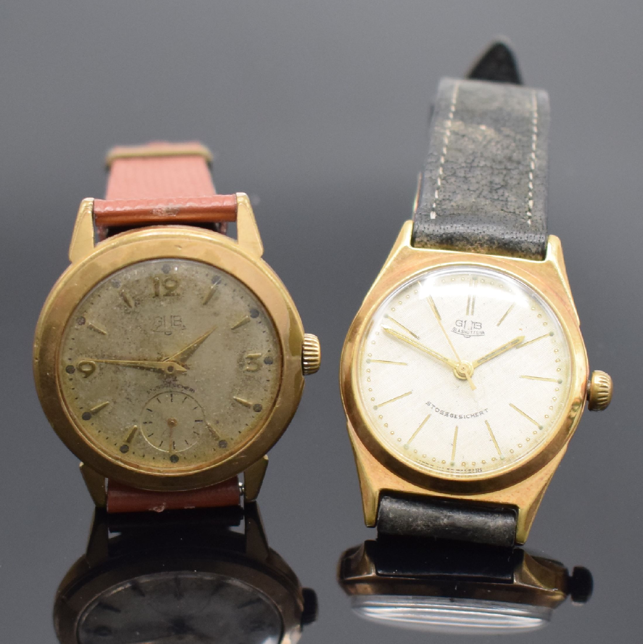 Detail a: 4 Armbanduhren GUB, ZENITH & ANCRE, Schweiz/Deutschland um 1950-1960, Handaufzug, 3x verg., 1x verchr., Böden geschr., 1) GUB Kal. 60, 2) GUB Kal. ...