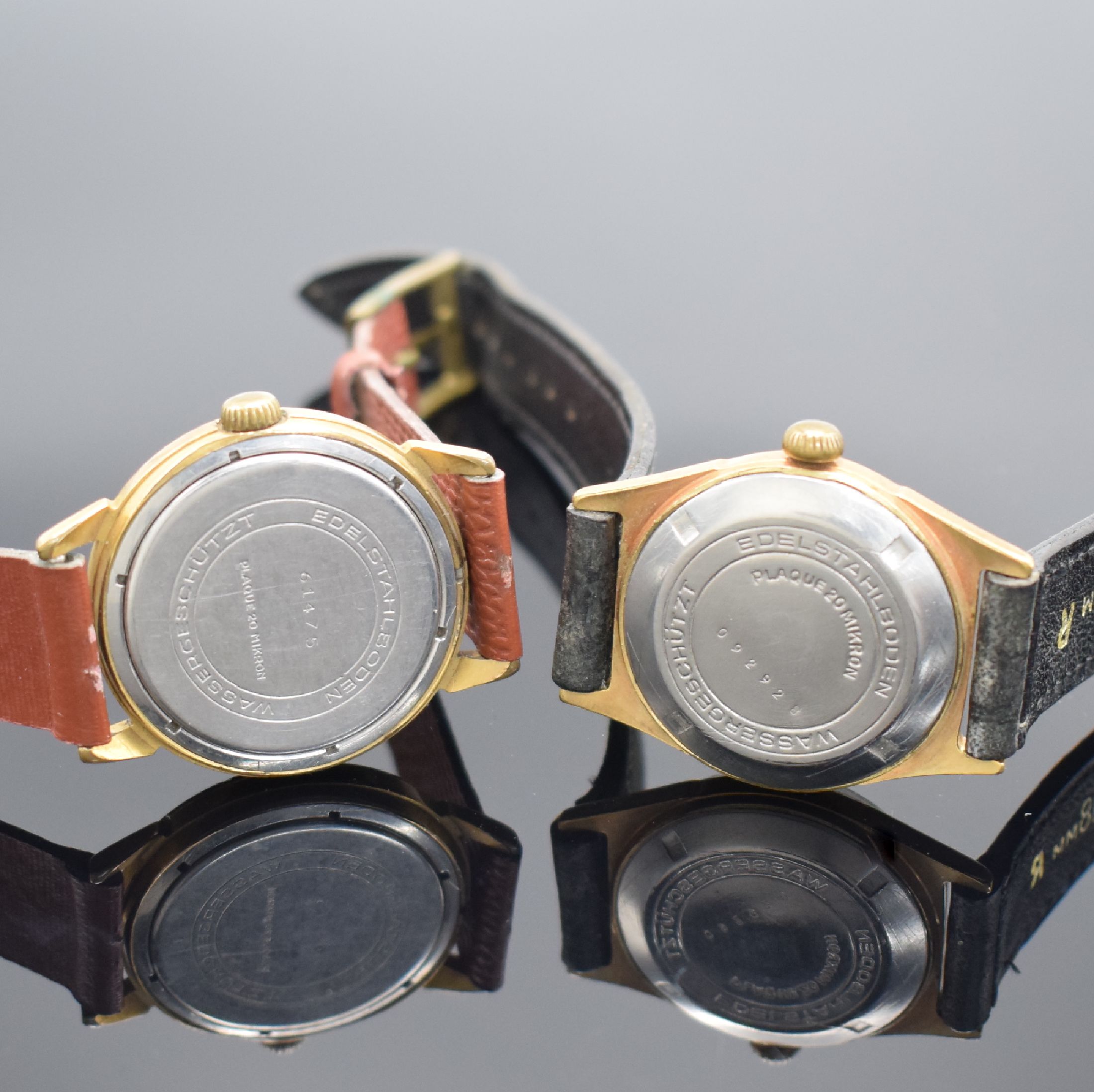 Detail b: 4 Armbanduhren GUB, ZENITH & ANCRE, Schweiz/Deutschland um 1950-1960, Handaufzug, 3x verg., 1x verchr., Böden geschr., 1) GUB Kal. 60, 2) GUB Kal. ...