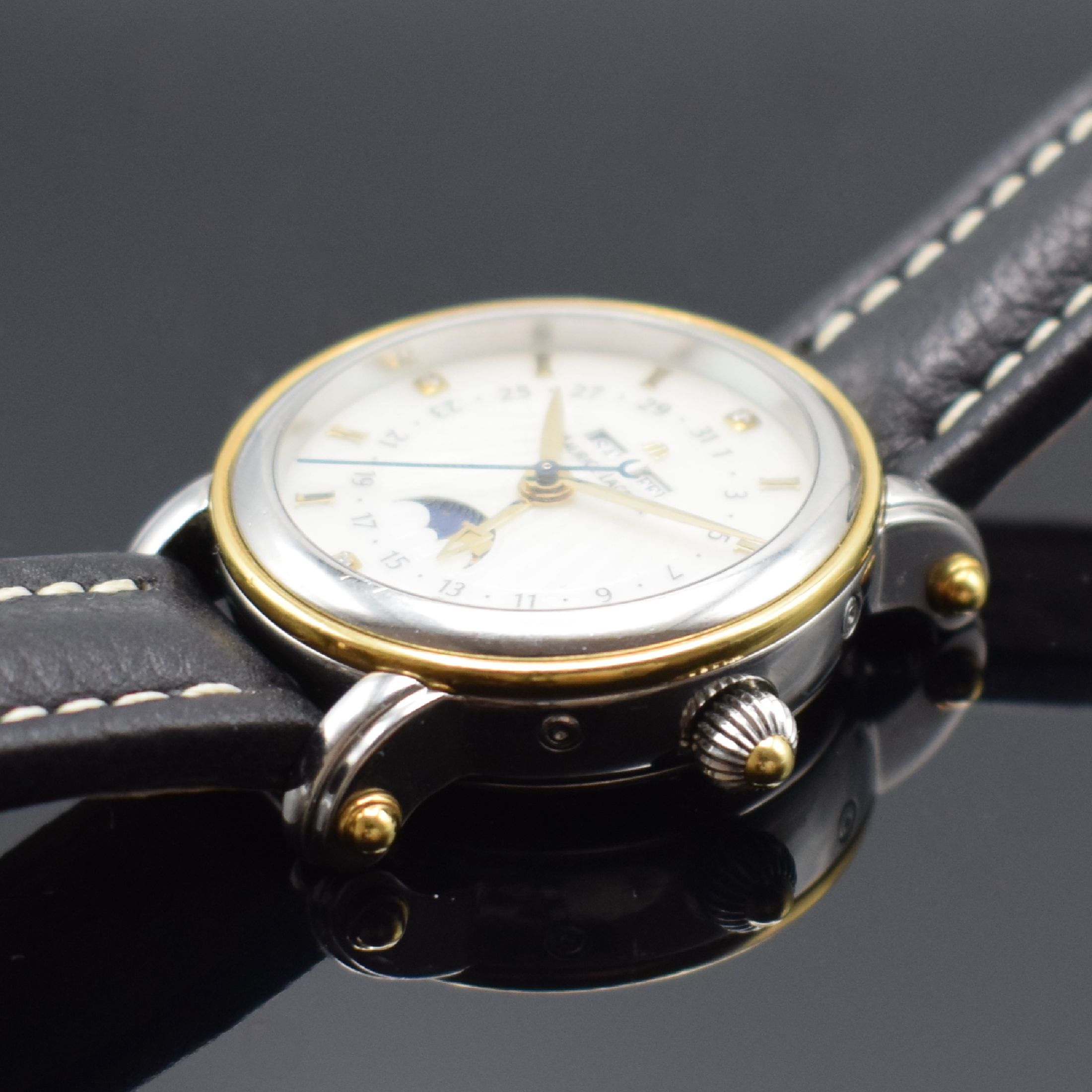 Detail b: MAURICE LACROIX Masterpiece Herrenarmbanduhr mit Mondphase Referenz MP6066, Schweiz um 1995, Automatik, beids. vergl. Geh. in Stahl, Lünette in GG ...