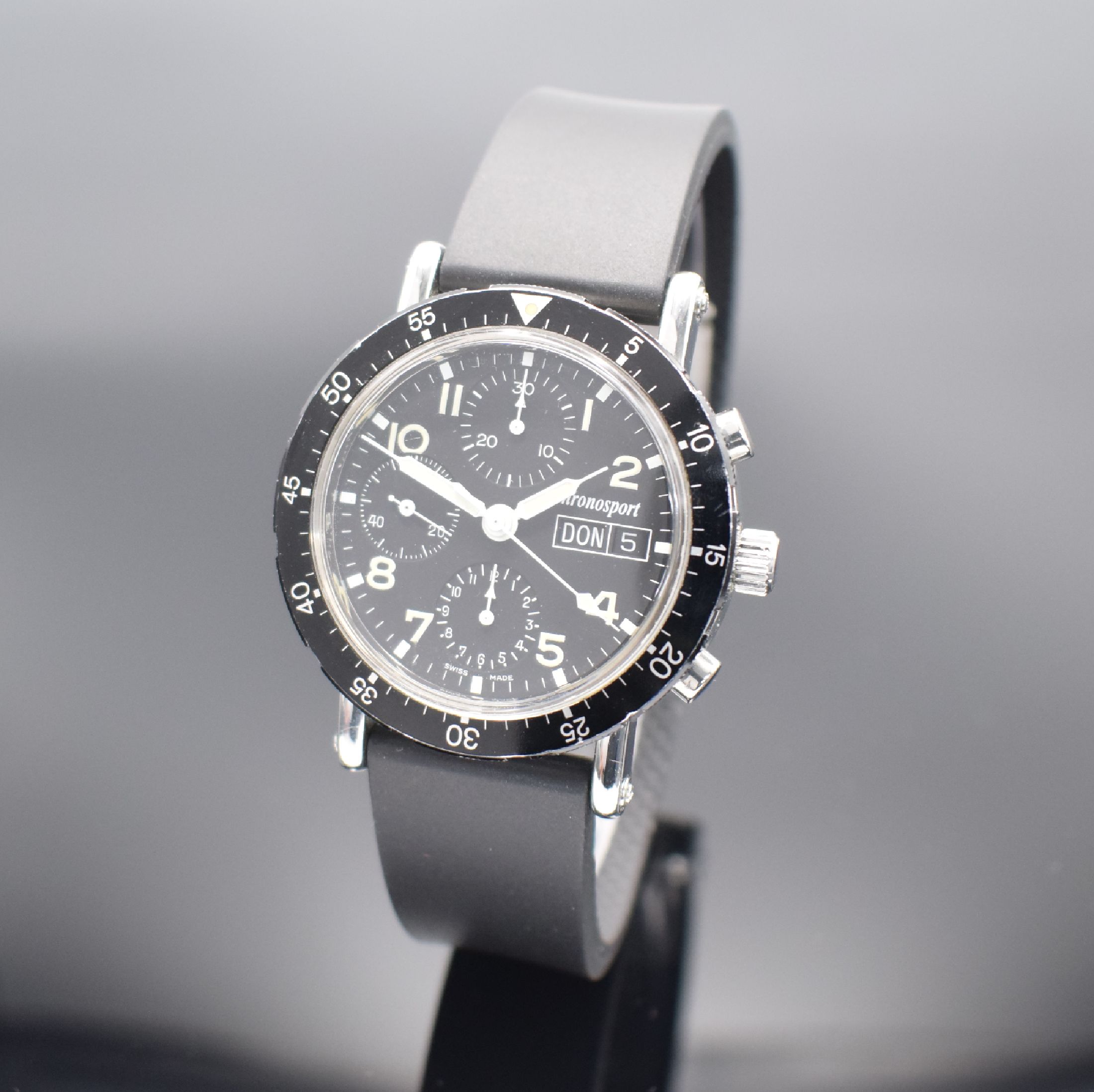 CHRONOSPORT Armbandchronograph Referenz 78350, Automatik, Schweiz um 2010, Edelstahlgeh. inkl. neutr. Kautschukband m. Faltschl., Boden & Krone ...