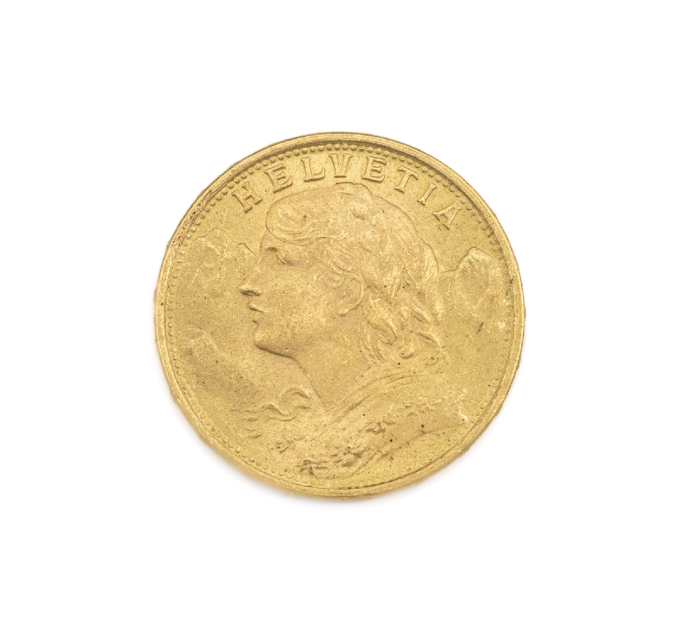 Goldmünze 20 Franken, Schweiz 1935, sogn. Vreneli, Helvetia