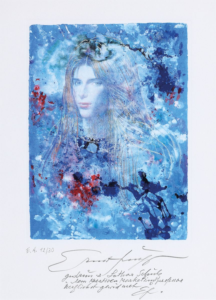 Ernst Fuchs, 1930-2015 Wien, Frühlingserwachen, Granolitho auf Bütten, handsigniert, num. E.A. 12/30, mit handschriftl. Widmung: Gudrun und Lothar ...