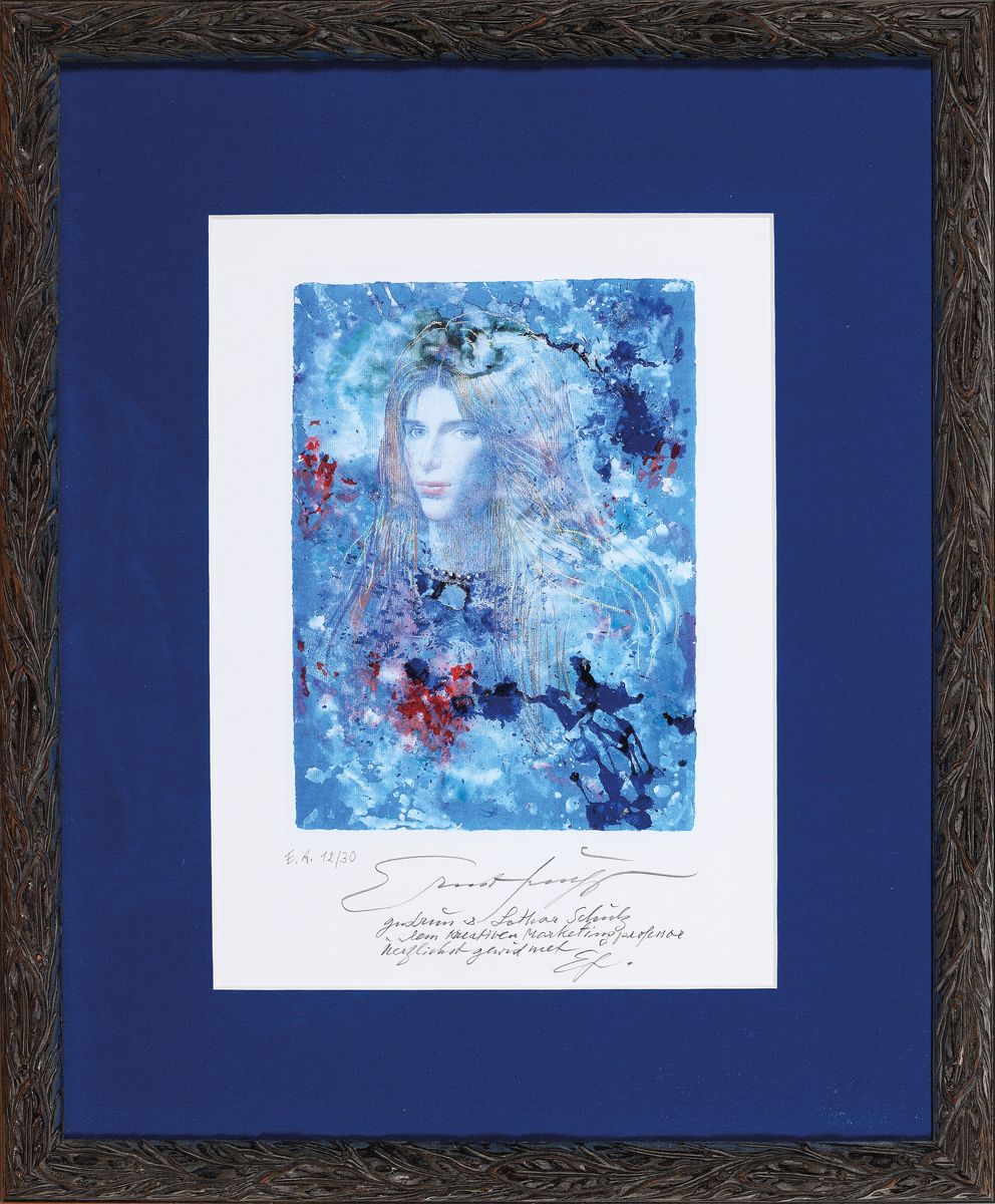 Detail k: Ernst Fuchs, 1930-2015 Wien, Frühlingserwachen, Granolitho auf Bütten, handsigniert, num. E.A. 12/30, mit handschriftl. Widmung: Gudrun und Lothar ...