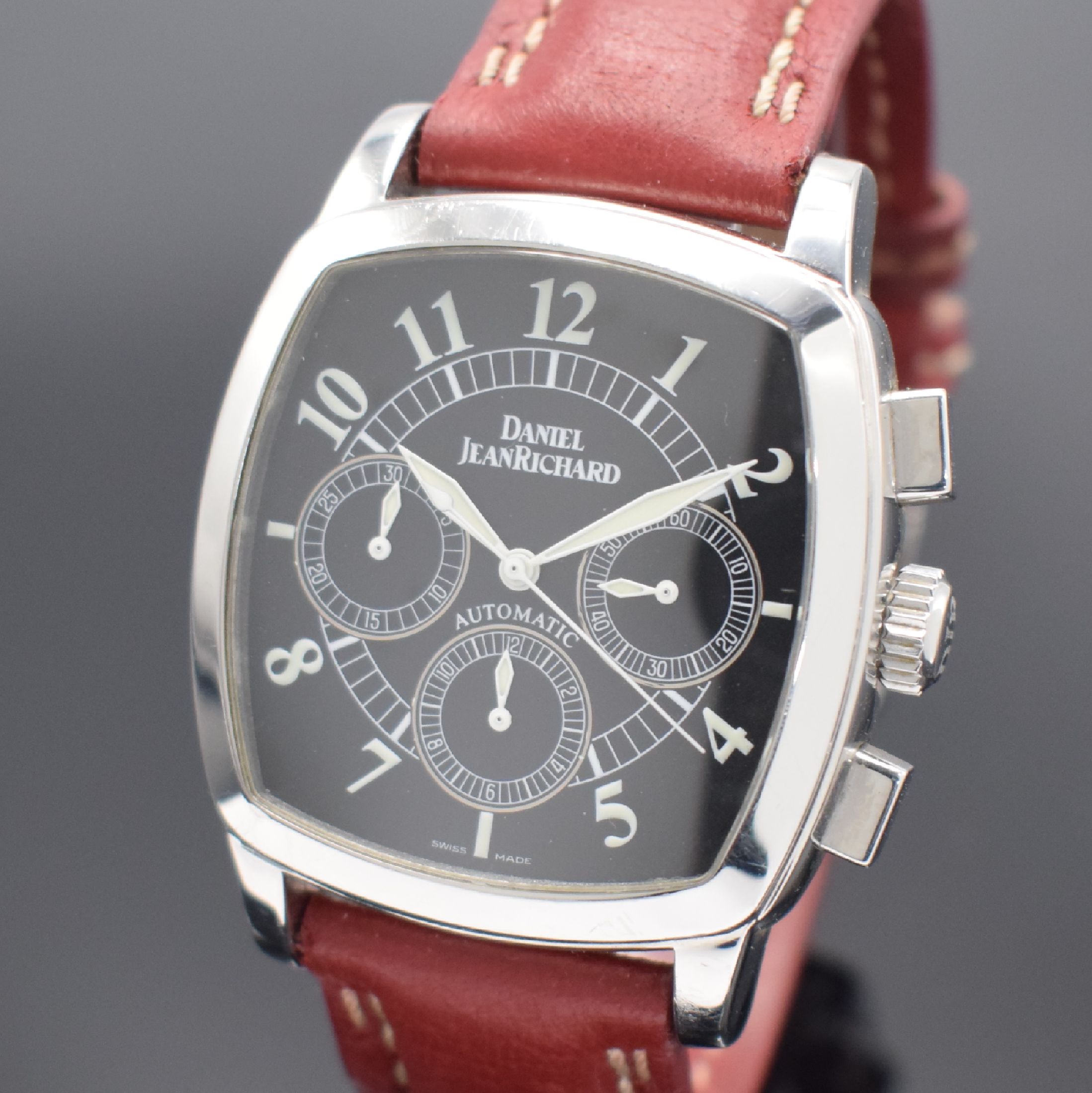 Detail a: DANIEL JEANRICHARD TV Screen Herrenarmbanduhr mit Chronograph Referenz 25016, Schweiz um 2000, Automatik, 2-teil. Edelstahlgeh., Boden 4-fach ...