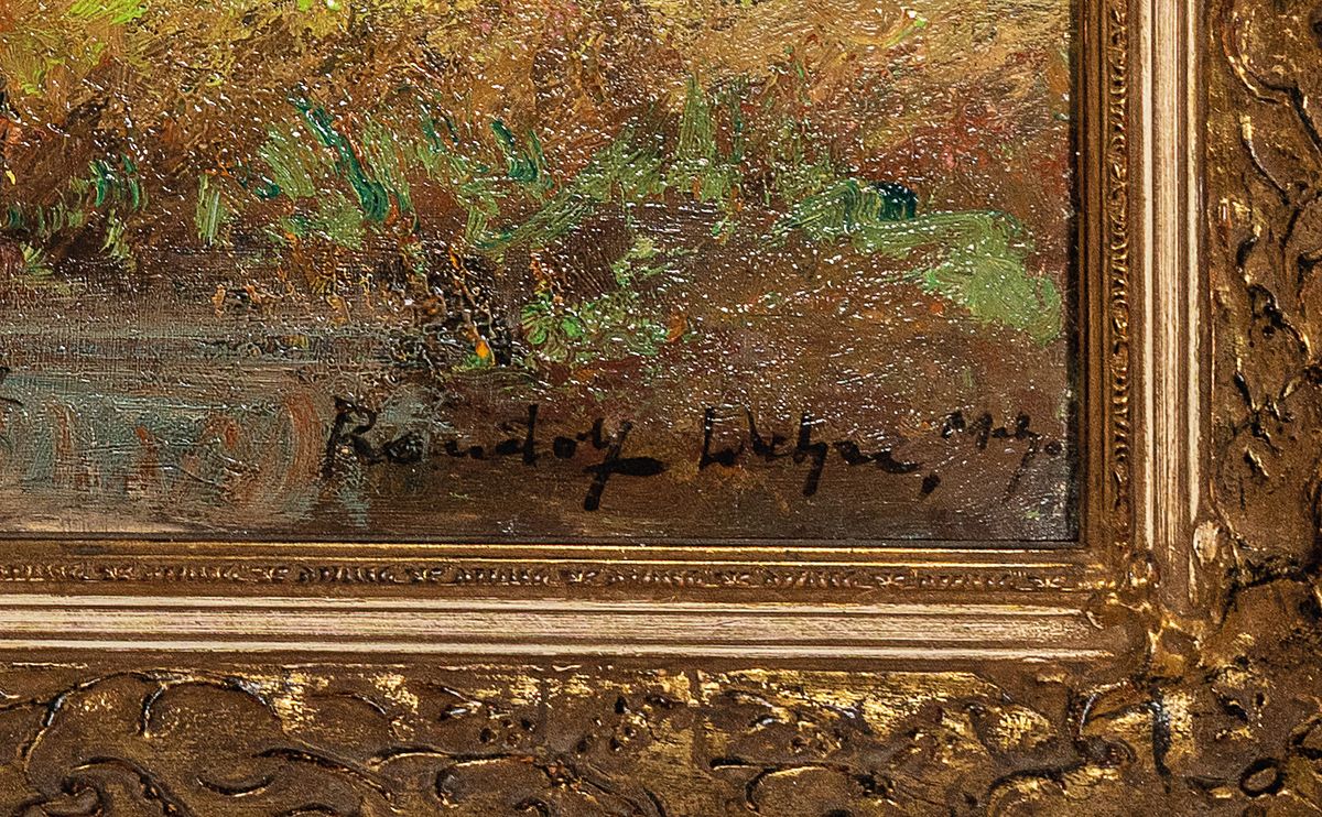 Detail a: Randoph Wehn, 1911-1987 München, Ausritt zur Parforce-Jagd, Öl/Lwd, rechts unten signiert, ca. 70x100cm, Barockstilrahmen ca. 86x115cm