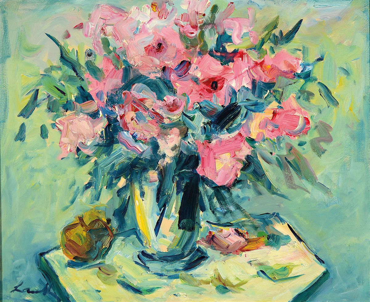Robert Lauth, 1896-1985 Ludwigshafen am Rhein, Blumenstillleben, Öl/Lwd, links unten signiert, ca. 50x60cm, R. ca. 61x71cm