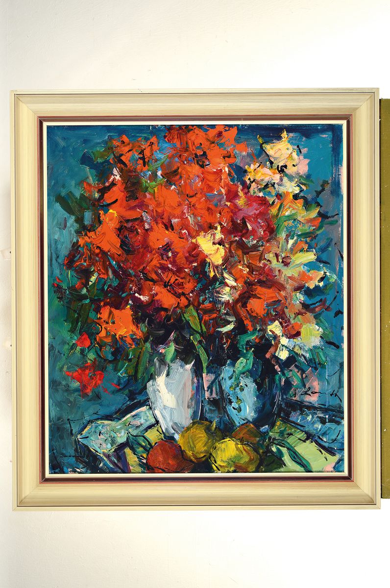 Detail k: Robert Lauth, 1896-1985 Ludwigshafen am Rhein, Blumenstillleben, Öl/Lwd, rechts unten signiert, ca. 70x60cm, R. ca. 82x71cm