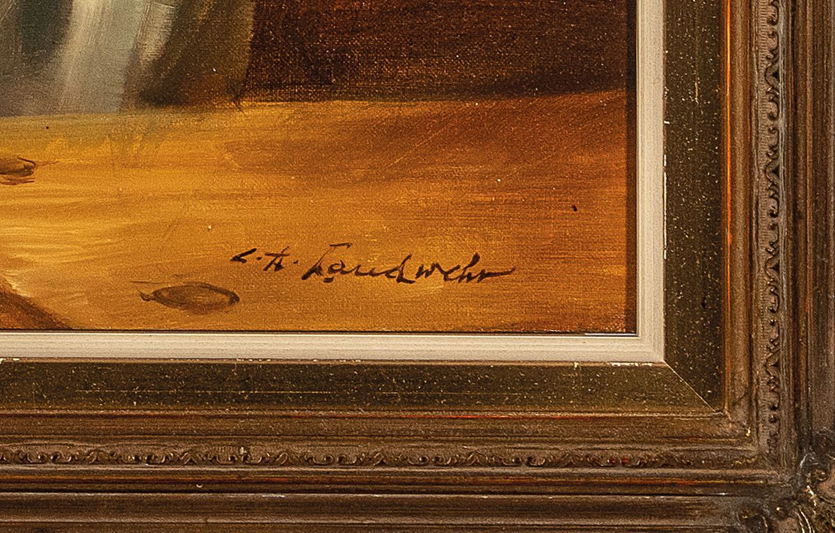 Detail a: Curt A. Landwehr, 1920 - 1988, Ausbildung am Dörner Institut und an der Akademie München, hier Männerrunde beim Kartenspiel, Öl/Lwd, signiert, ...