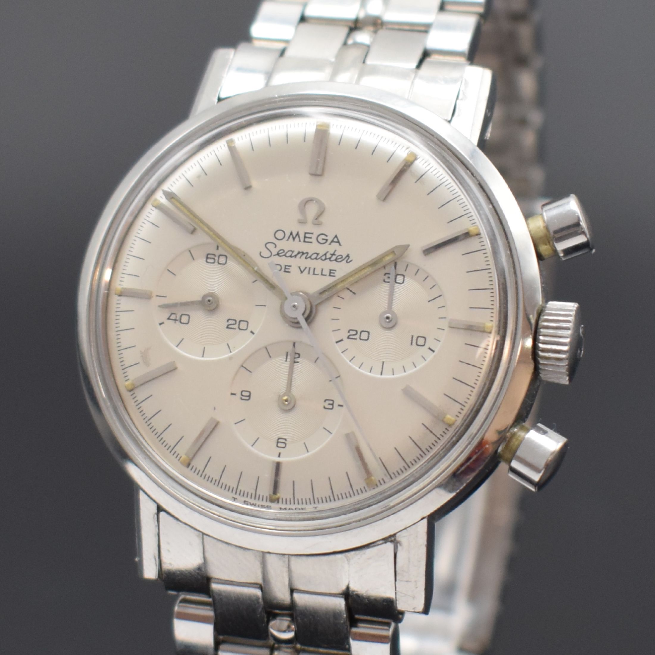 Detail a: OMEGA Seamaster De Ville Kaliber 321 Armbandchronograph in Stahl/Stahlband Referenz 145.005-67, Schweiz um 1967, Handaufzug, verschr. Geh. Stahlband ...