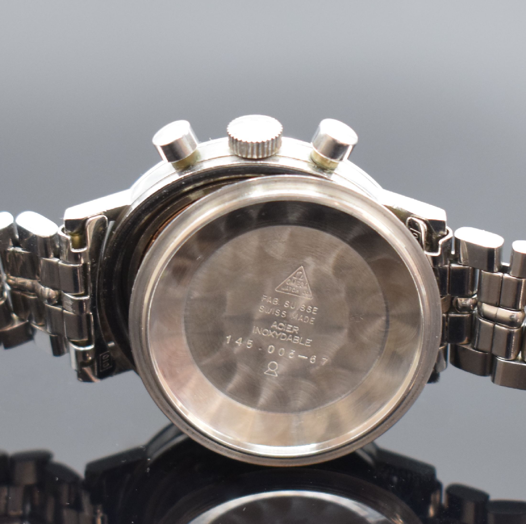 Detail f: OMEGA Seamaster De Ville Kaliber 321 Armbandchronograph in Stahl/Stahlband Referenz 145.005-67, Schweiz um 1967, Handaufzug, verschr. Geh. Stahlband ...