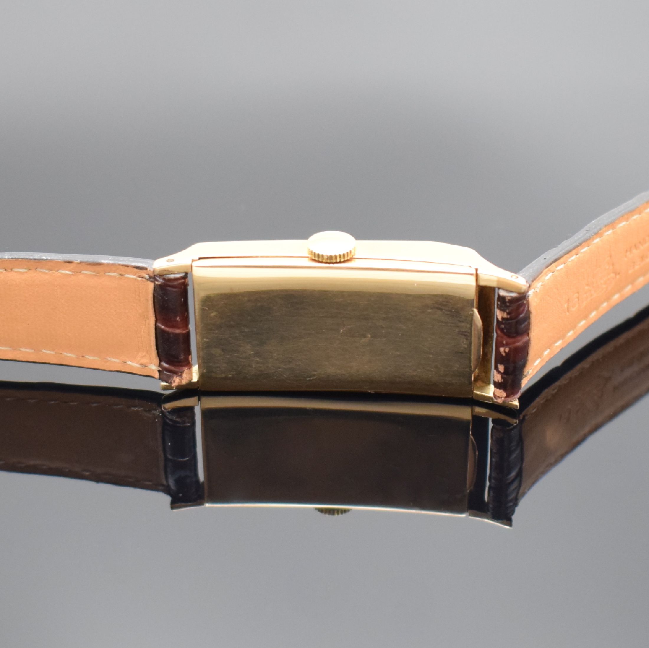 Detail c: ROLEX Prince Referenz 3361 sehr seltene pult- förmige Armbanduhr in RG 750/000, Schweiz um1950, Handaufzug, gedr. rechteck. Geh. dell., rücks. ...