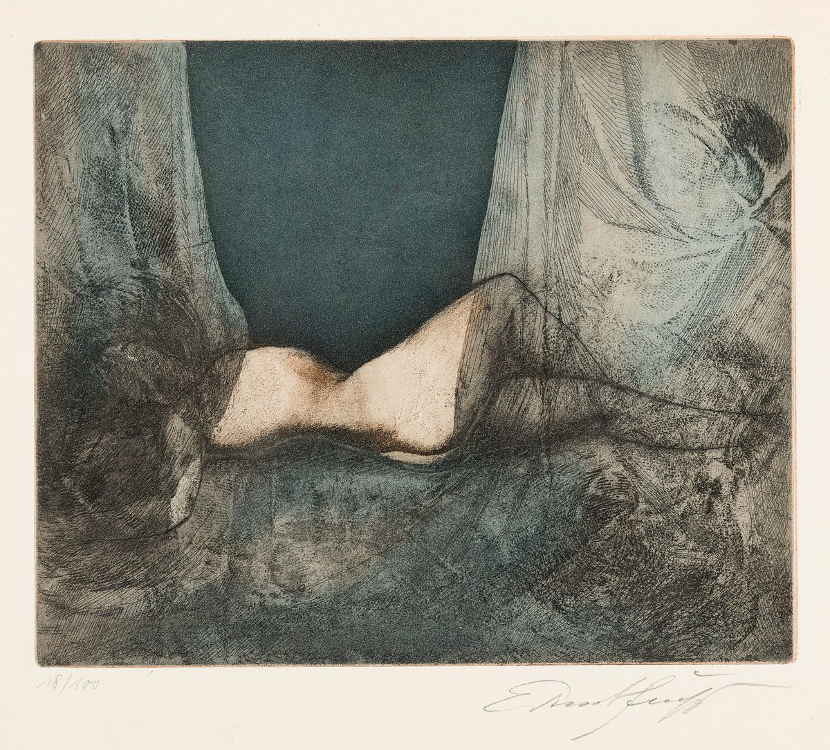 Ernst Fuchs, 1930-2015, aus: Diwan, Farbradierung, handsigniert, num. 18/100, ca. 17.5x21.5cm, u.Gl., R. ca. 37x53cm