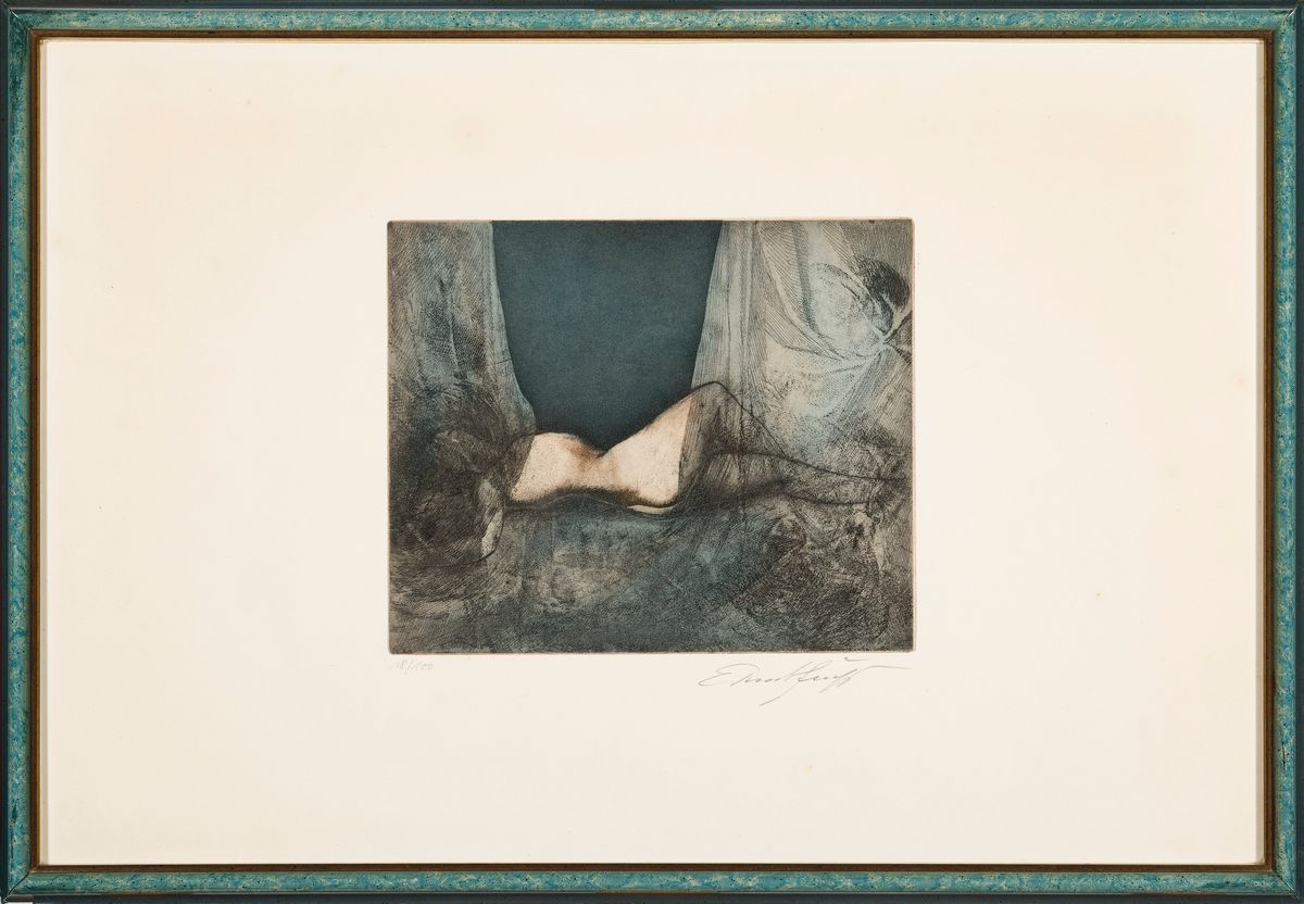 Detail k: Ernst Fuchs, 1930-2015, aus: Diwan, Farbradierung, handsigniert, num. 18/100, ca. 17.5x21.5cm, u.Gl., R. ca. 37x53cm