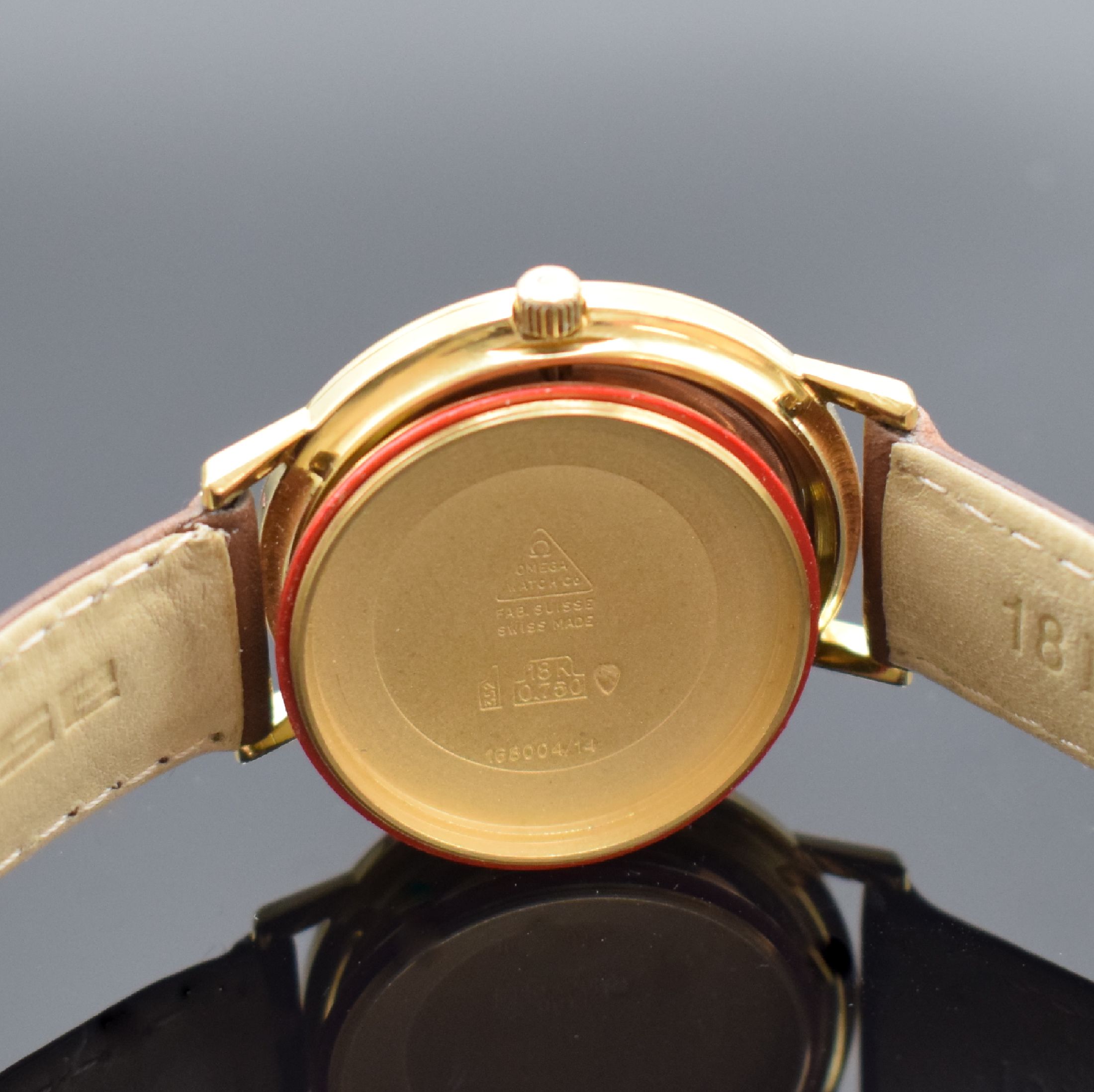 Detail f: OMEGA Constellation Armbandchronometer in GG 750/000 mit Goldzifferblatt Referenz 168004/14, Schweiz um 1969, Automatik, verschr. Geh., rücks. ...
