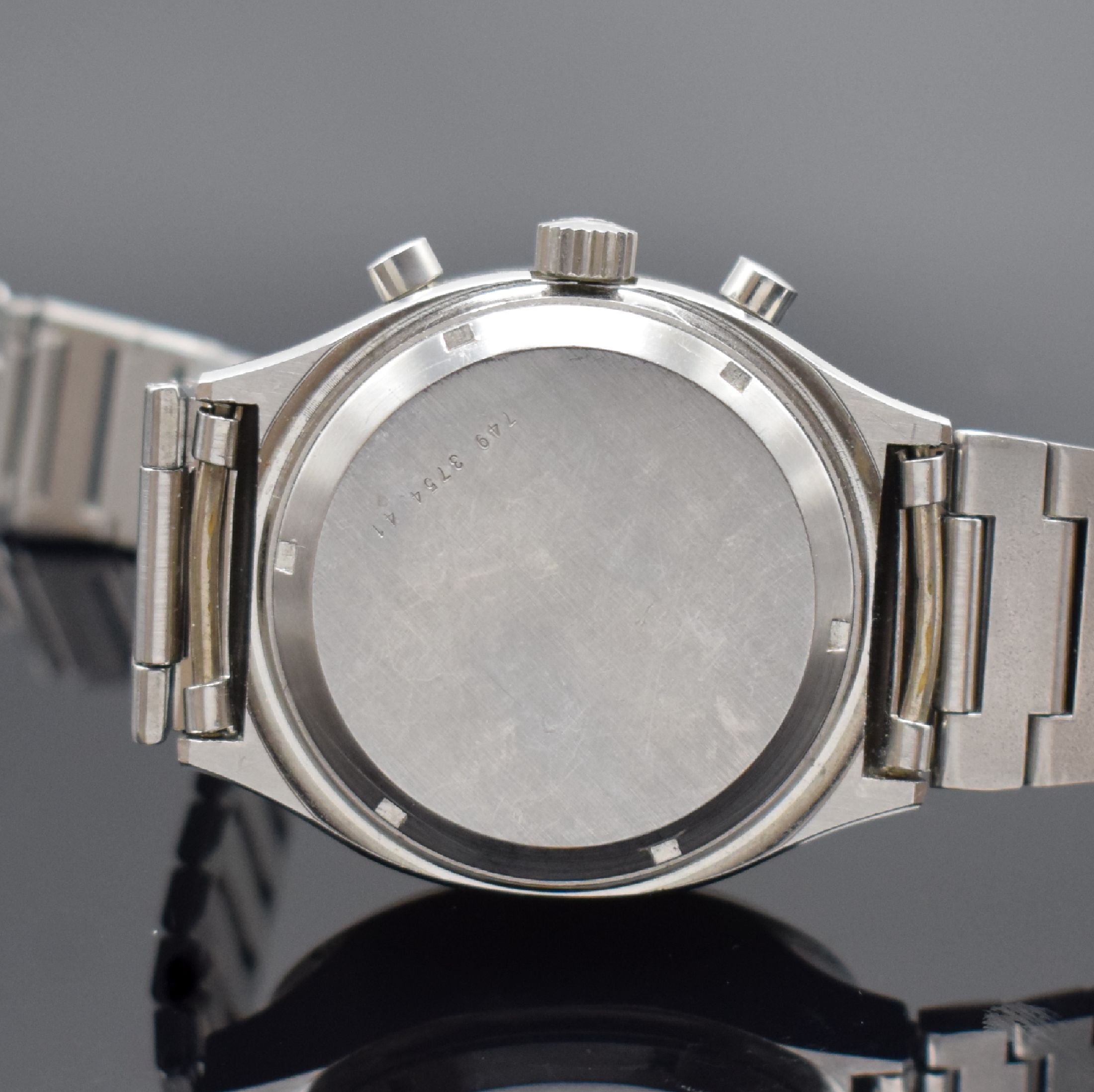 Detail d: CERTINA Chronolympic C-Tronic seltener Stimmgabel-Chronograph in Stahl/Stahlband, Schweiz um 1970, verschr. Geh., orig. Stahlband, blaues Zifferbl. ...
