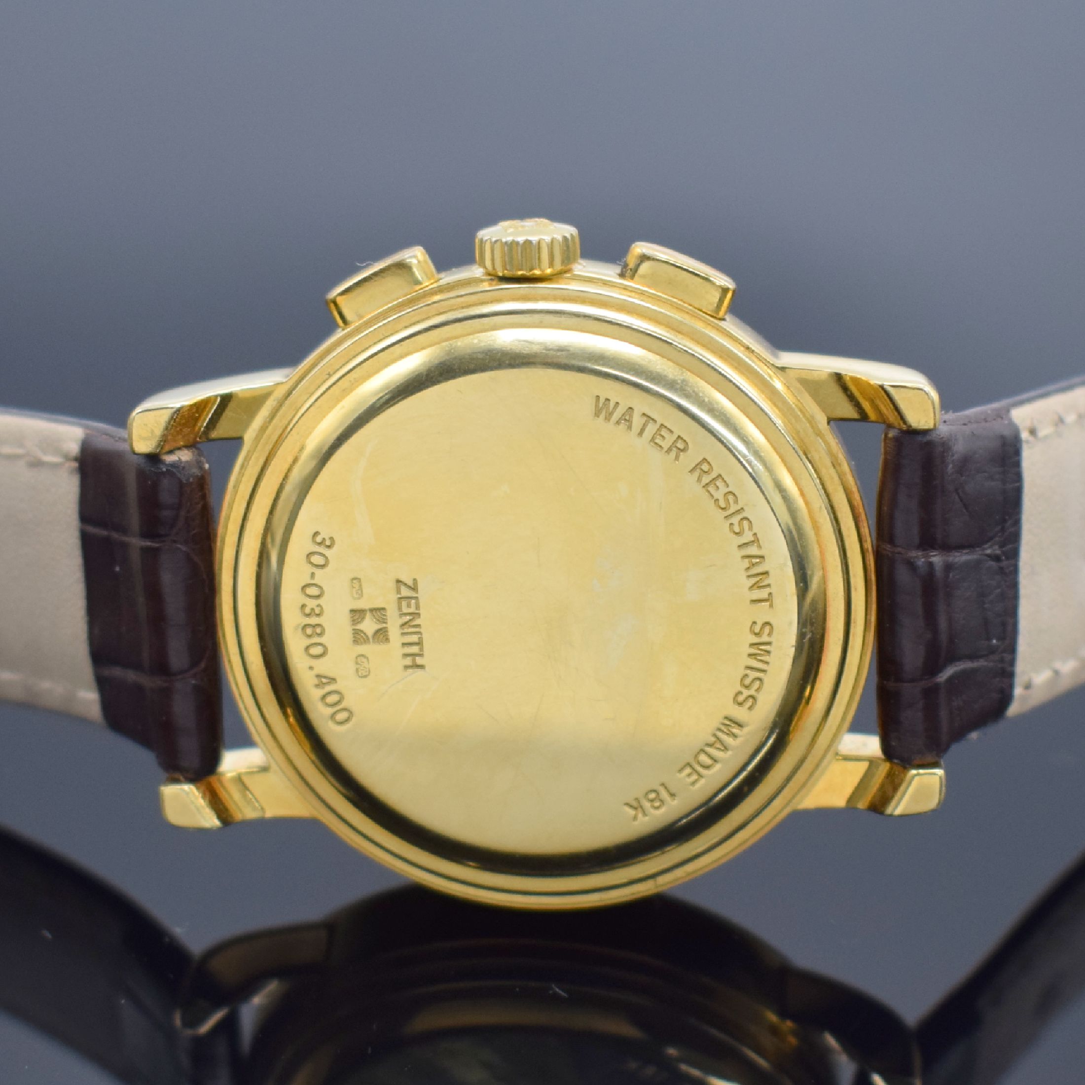 Detail c: ZENITH El Primero Chronometre Herrenarmbanduhr mit Chronograph in GG 750/000 Referenz 30-0380.400, Schweiz um 1993, Automatik, massives 2-teil. ...