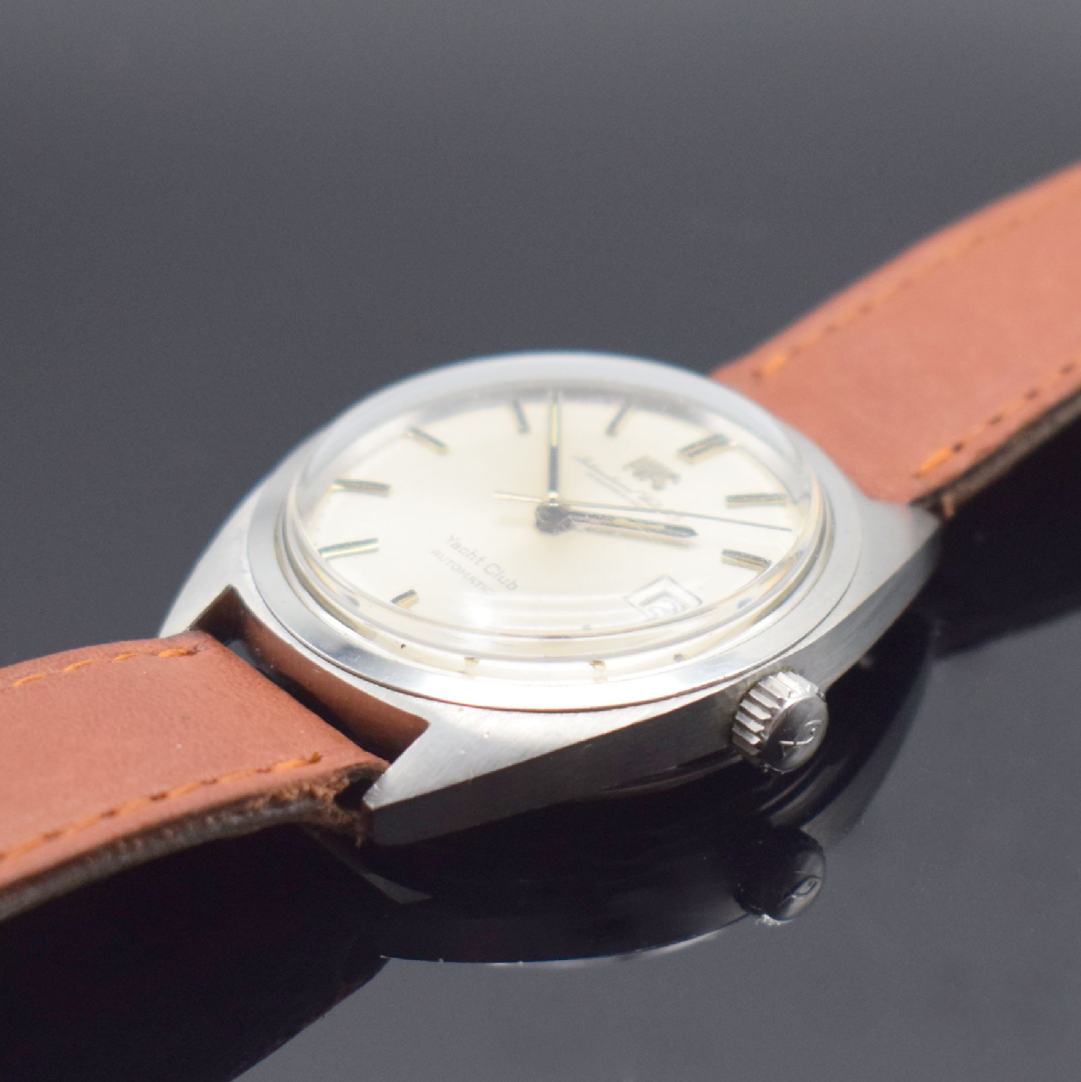 Detail a: IWC Yacht Club Herrenarmbanduhr in Stahl Referenz 811 AD, Schweiz um 1972, Automatik, verschr. Geh., stoßgesicherte Werkhalterung, orig. Krone, ...