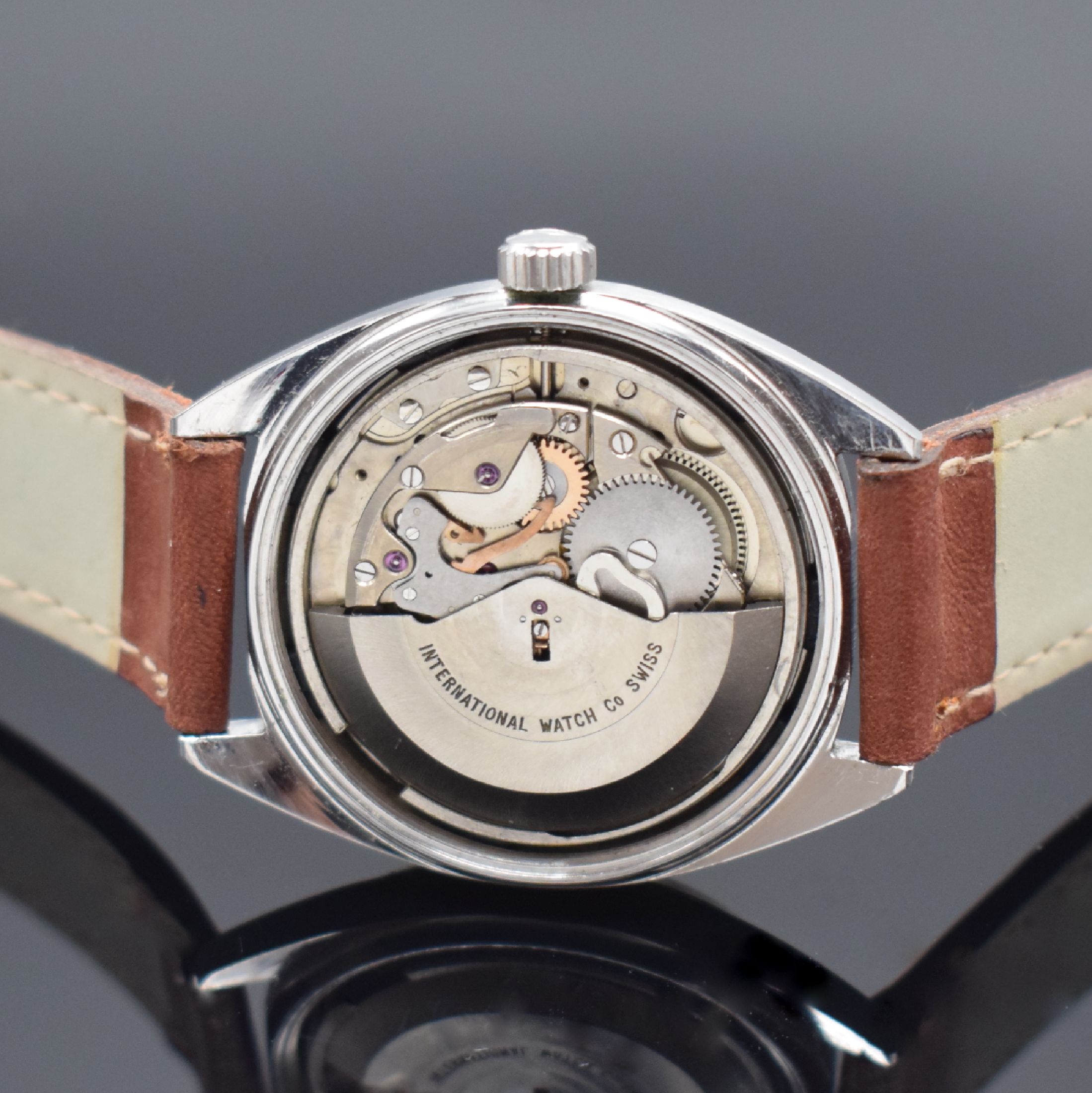 Detail c: IWC Yacht Club Herrenarmbanduhr in Stahl Referenz 811 AD, Schweiz um 1972, Automatik, verschr. Geh., stoßgesicherte Werkhalterung, orig. Krone, ...