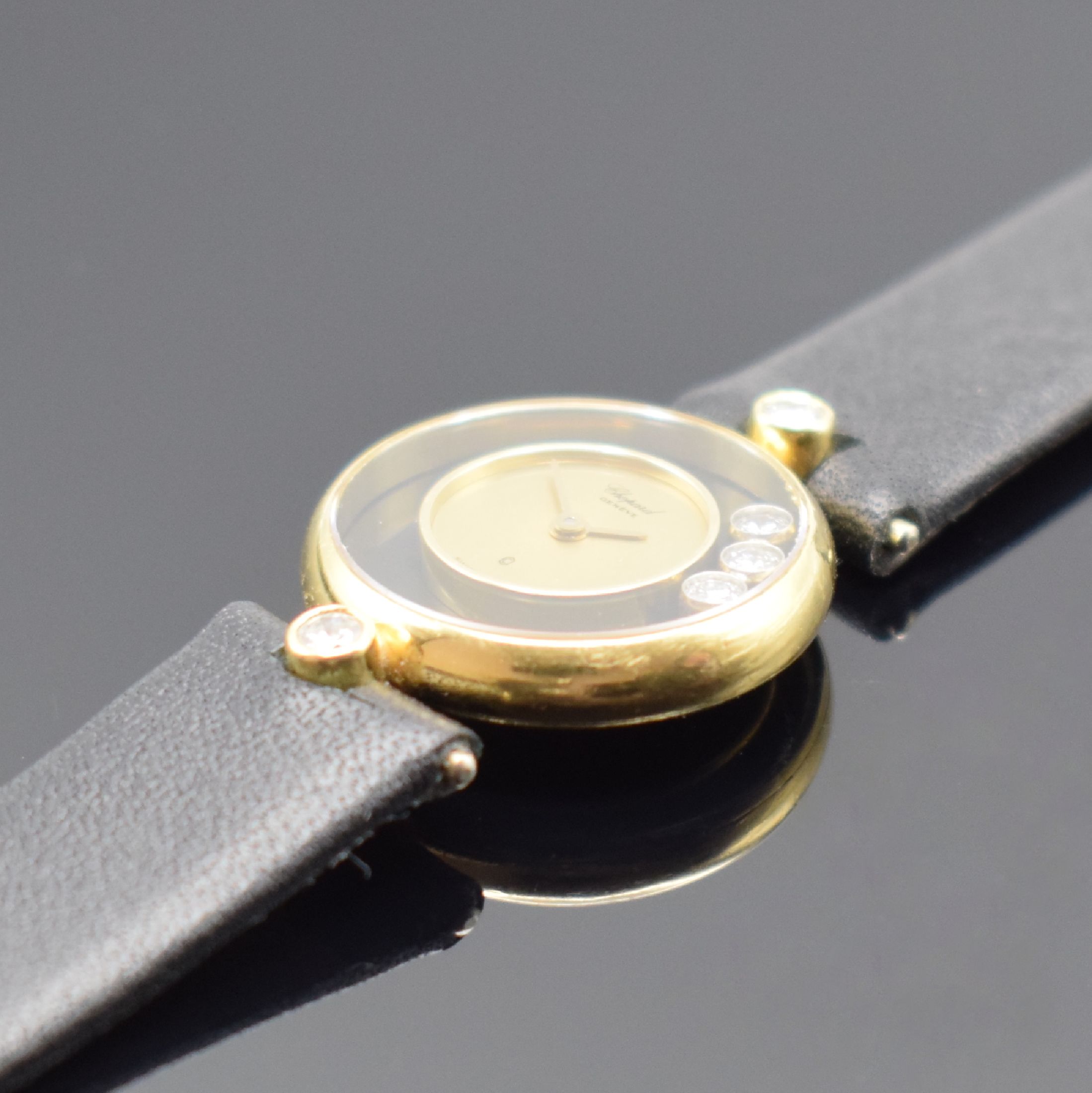 Detail b: Chopard Happy Diamonds Diamantbesetzte Damenarmbanduhr in GG 750/000 Referenz 4070, Schweiz um 1999, quartz, gedr. Geh., um zentrales gold. Zifferbl. ...