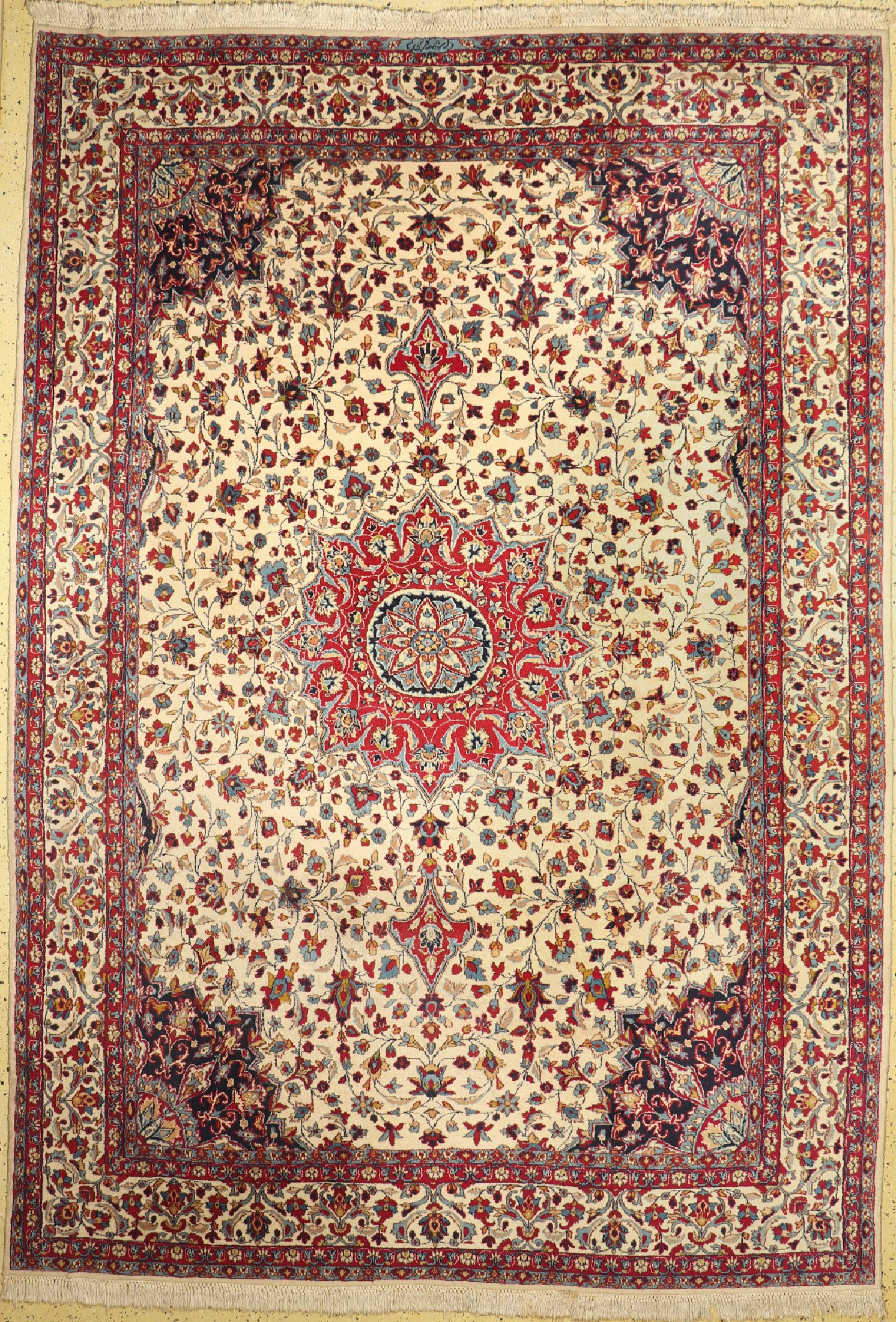 Kerman "Rashid Farokhi", Persien, um 1960, Wolle auf Baumwolle, ca. 360 x 250 cm, Reinigungsbedürftig, EHZ: 2(Mottenfraß)