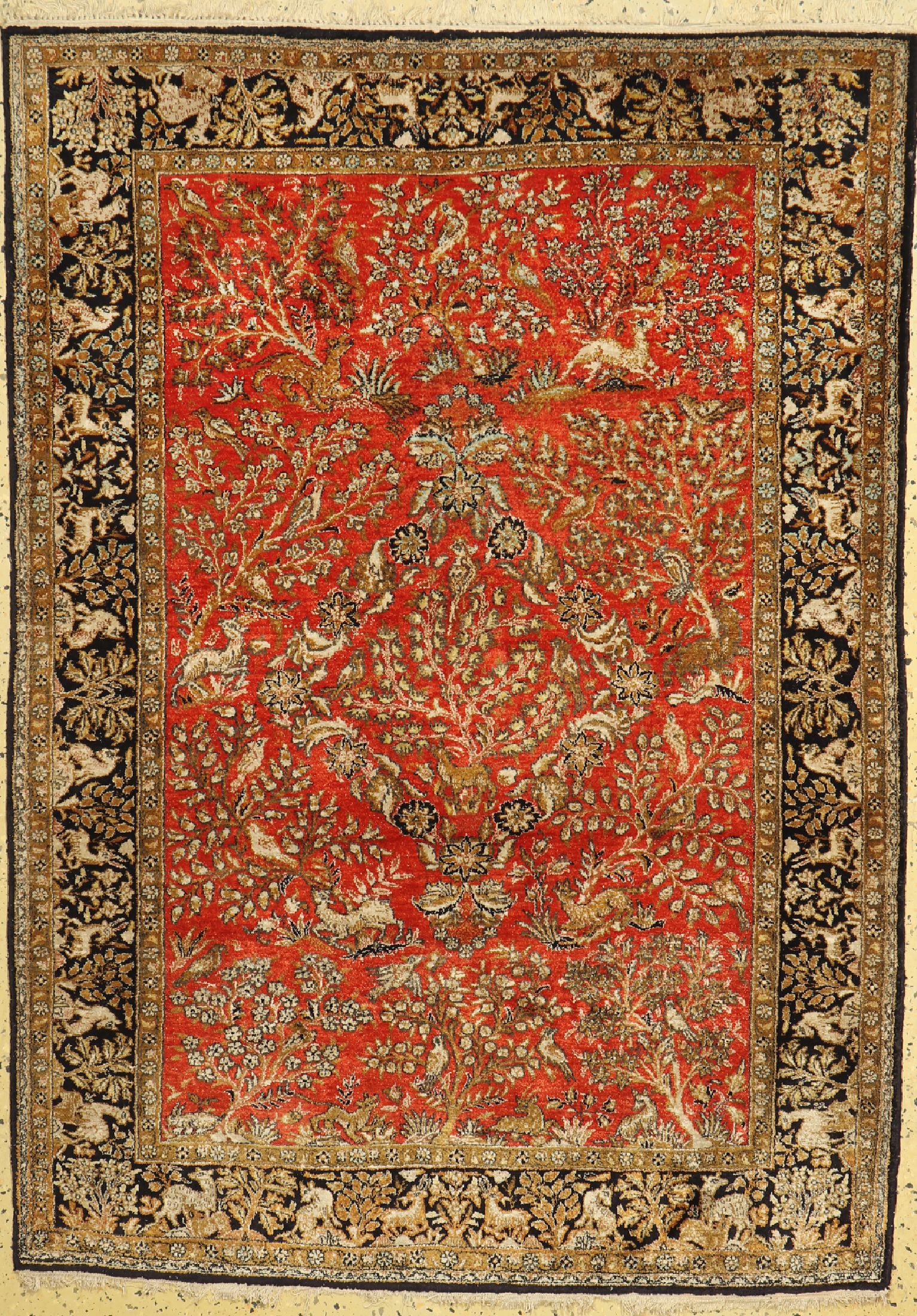 Ghom Seide, Persien, ca. 50 Jahre, reine Naturseide, ca. 155 x 110 cm, EHZ: 2