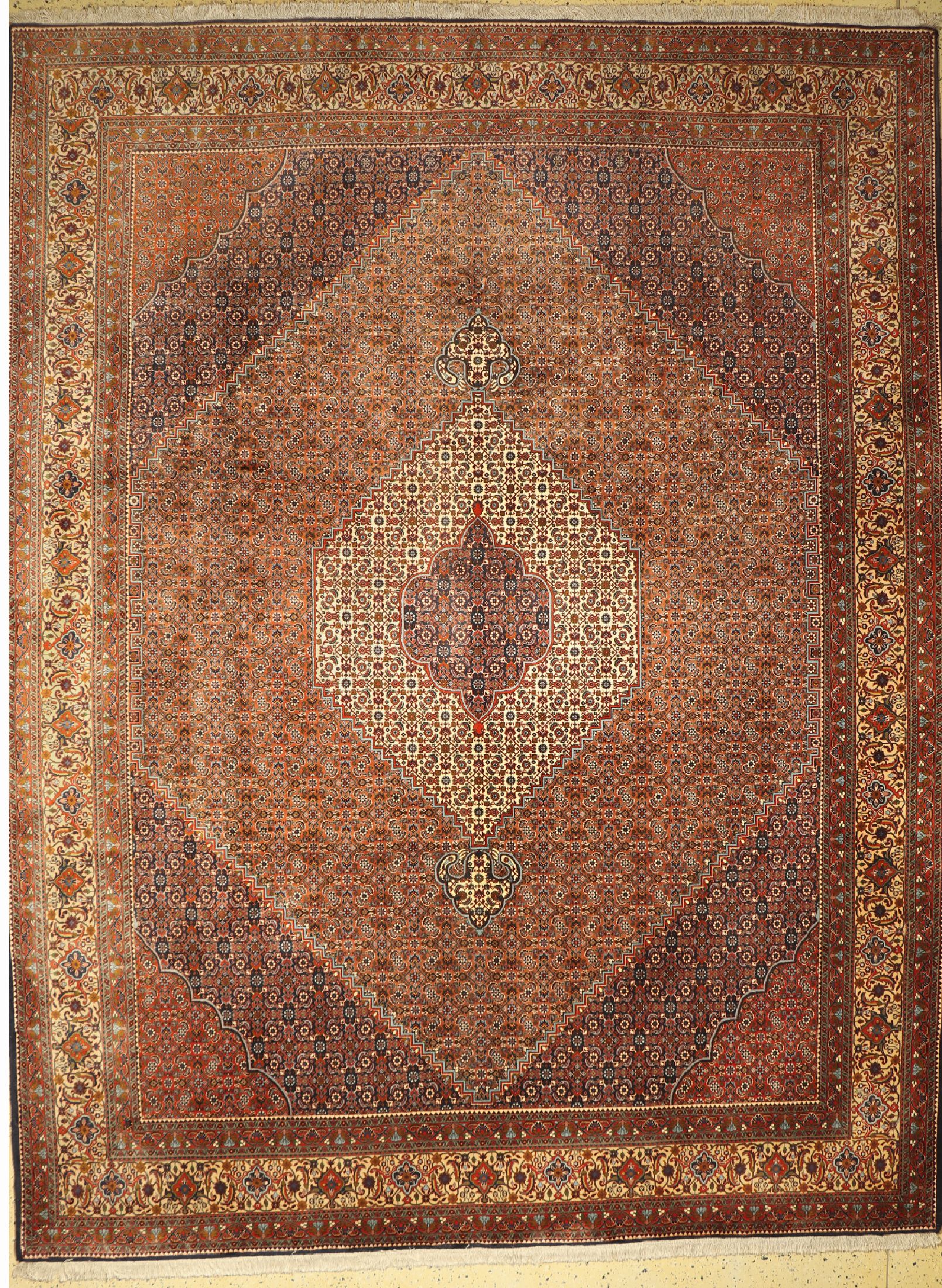 Bidjar Kork fein, Persien, ca. 40 Jahre, Korkwolle auf Baumwolle, ca. 397 x 307 cm, EHZ: 1(gebraucht)