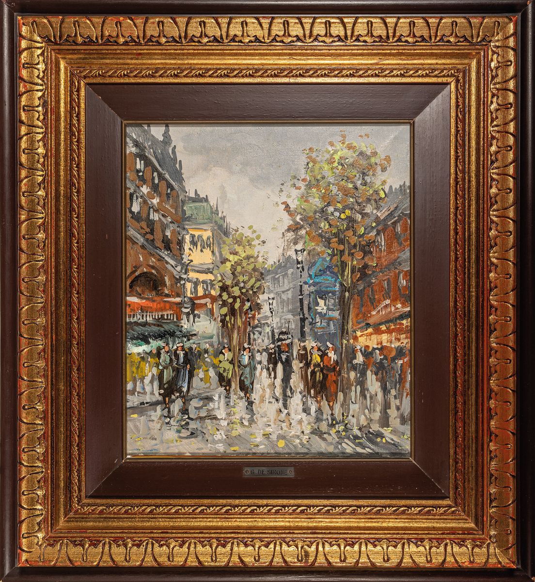Detail k: Gerardo Giulio de Simone, geb. 1936, Straßenansicht, wohl Paris, Öl/Lwd, ca. 35x30cm, R. ca. 60x55cm