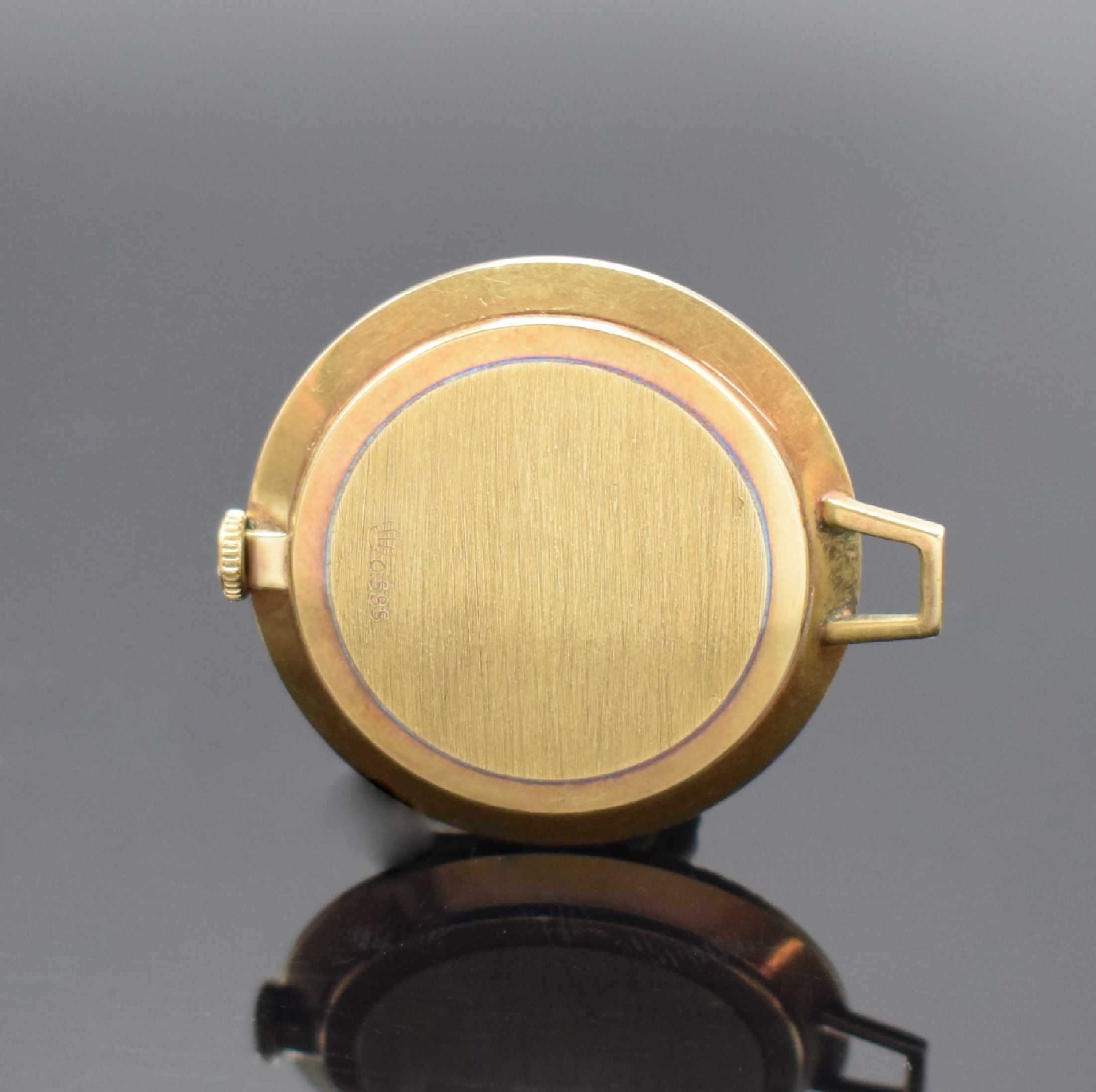 Detail a: SIGENA Anhängeuhr in GG 585/000, Deutschland um 1965, Handaufzug, 2-teil. Geh., Boden aufgedr., silb. Zifferbl. m. aufges. Std.- Ind., gold. Zeiger, ...