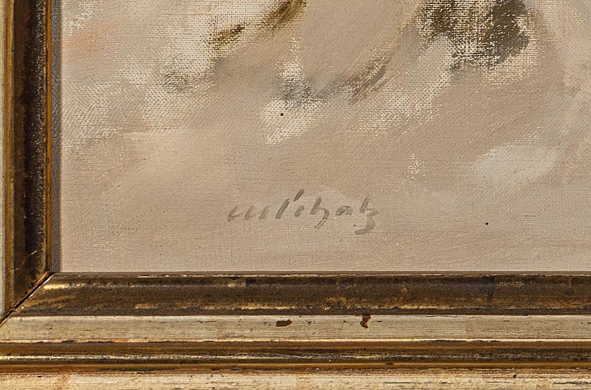 Detail a: Manfred Schatz, 1925 Stettiner Haff-2004 Meerbusch, Wildschweine im verschneiten Winterwald, Öl/Lwd, links unten signiert, ca. 60x90cm, R. ca. ...