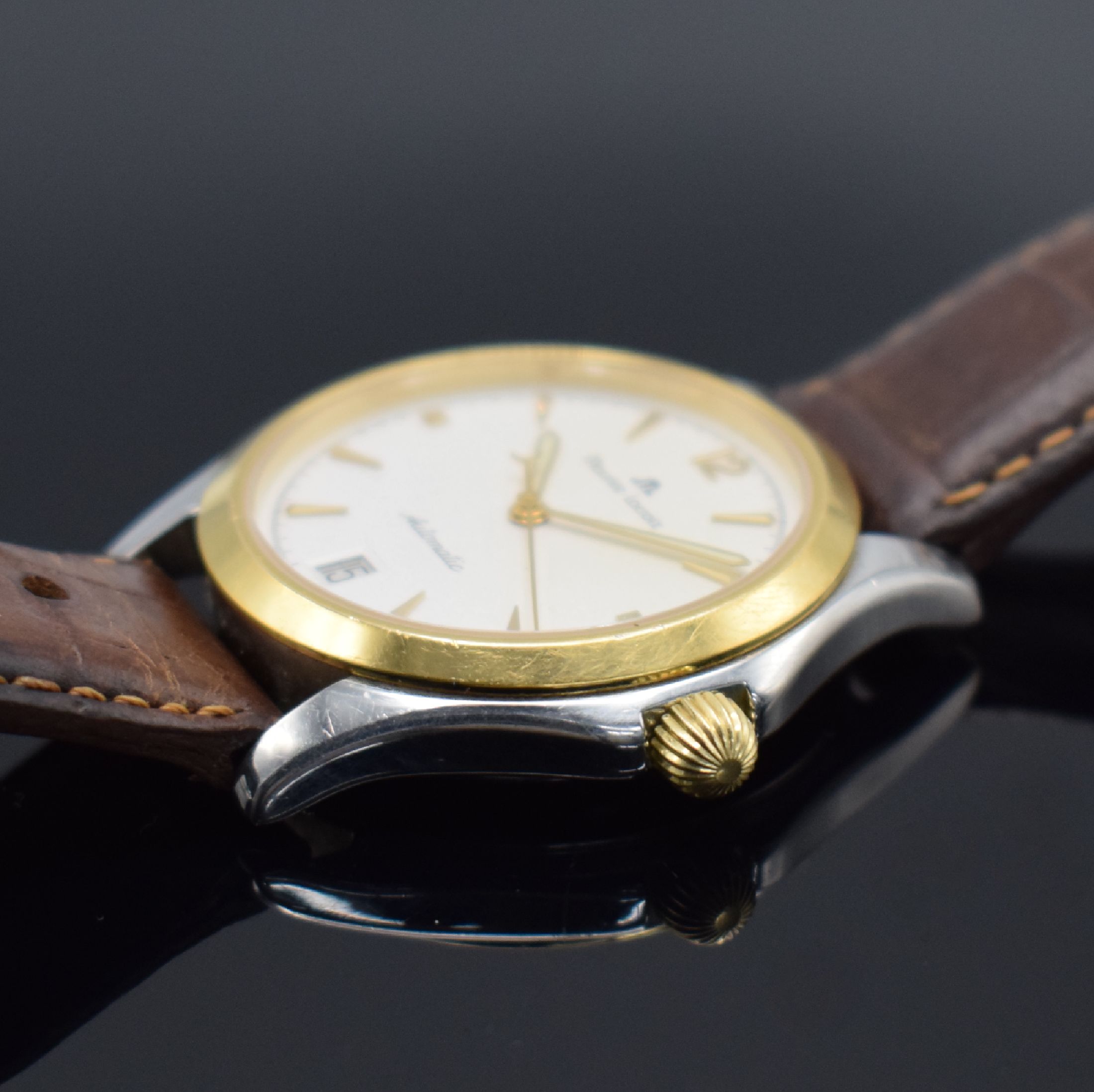 Detail b: MAURICE LACROIX Herrenarmbanduhr in Edelstahl Referenz 68641, Automatik, Schweiz um 2000, Edelstahlgeh. inkl. Lederband m. orig. Dornschl., verg. ...