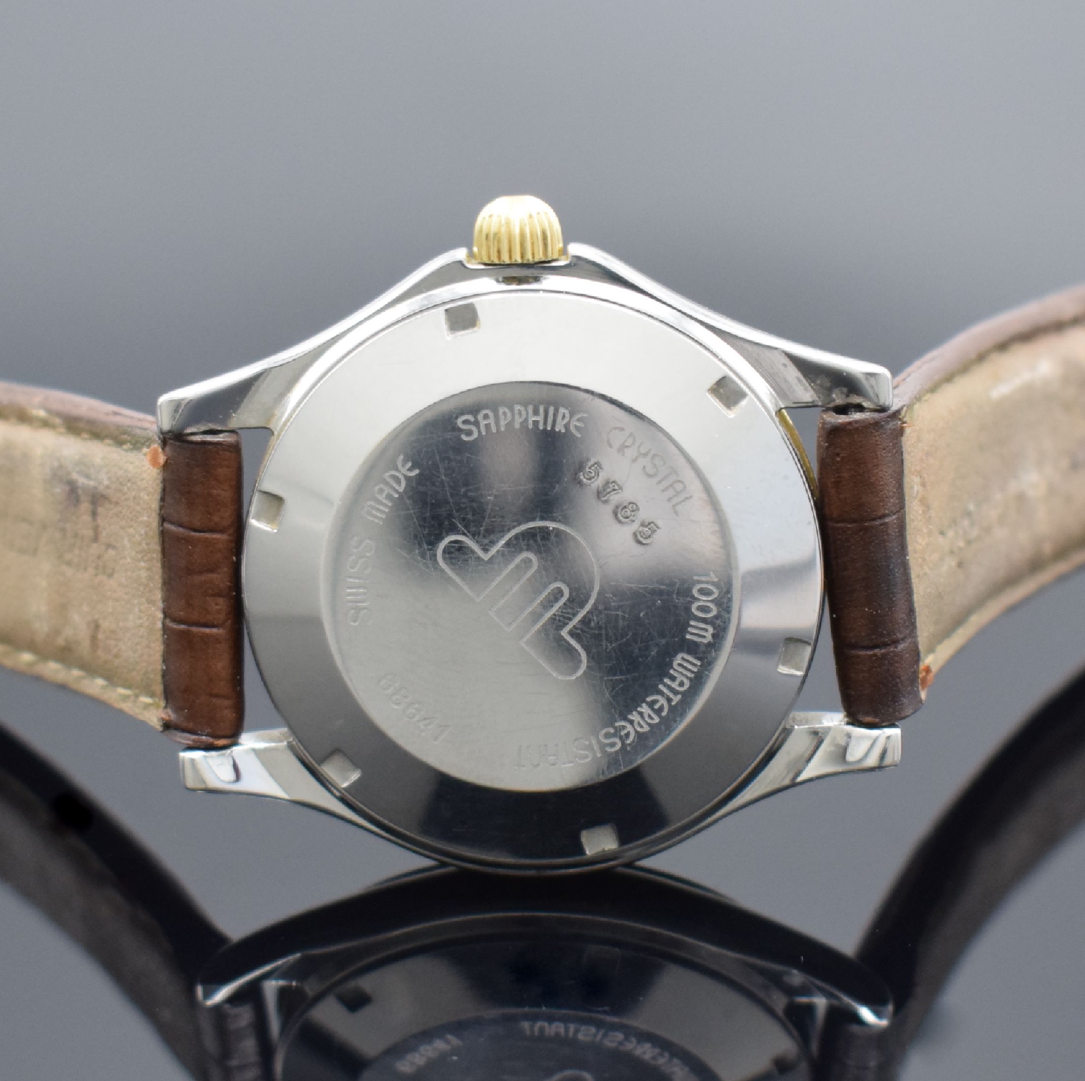 Detail c: MAURICE LACROIX Herrenarmbanduhr in Edelstahl Referenz 68641, Automatik, Schweiz um 2000, Edelstahlgeh. inkl. Lederband m. orig. Dornschl., verg. ...