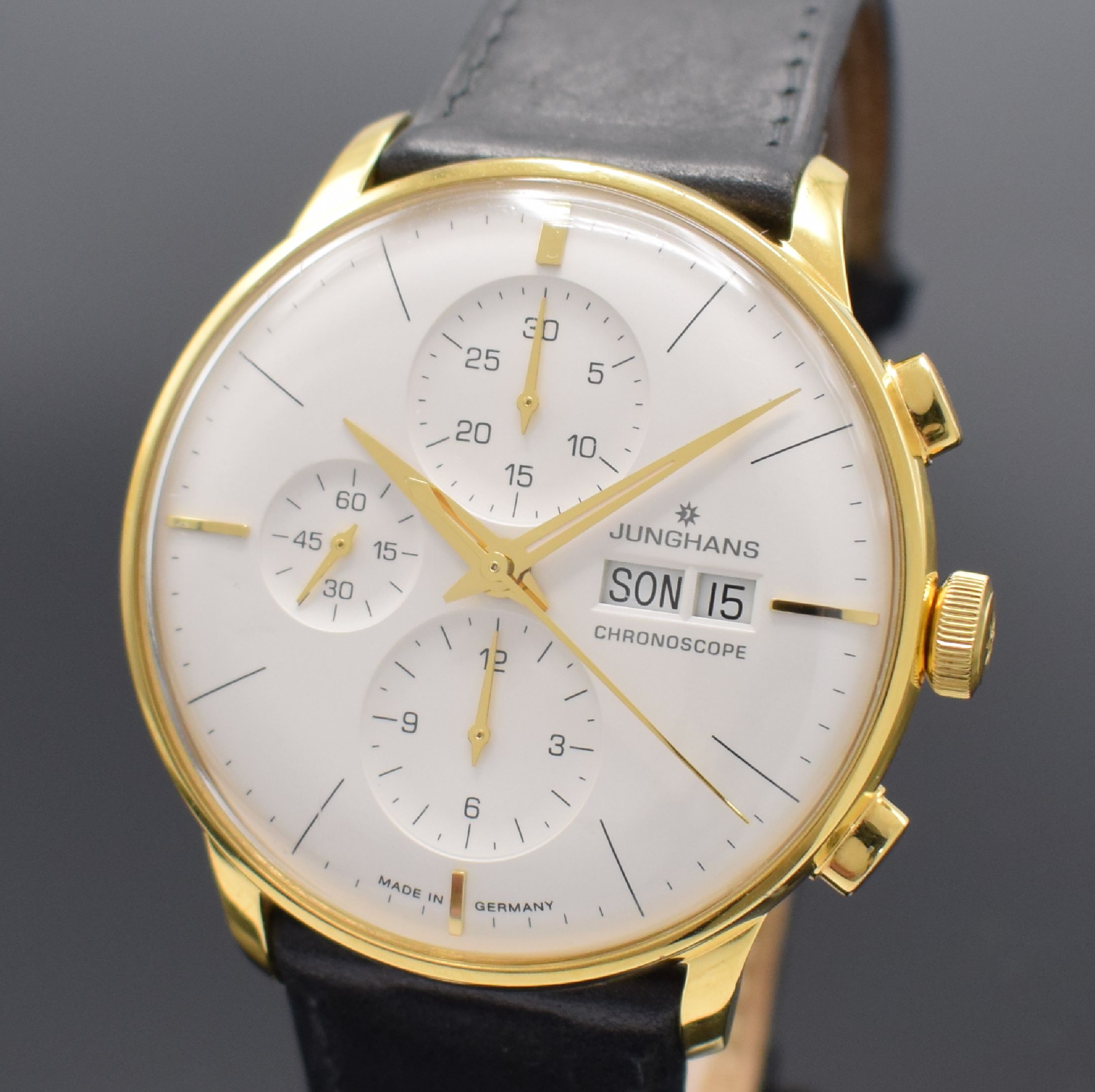 Detail a: JUNGHANS Chronoscope auf 1500 Stück limitierter Armbandchronograph Referenz 027/7122, Automatik, verg. Edelstahlgeh. beids. vergl., Boden 5-fach ...