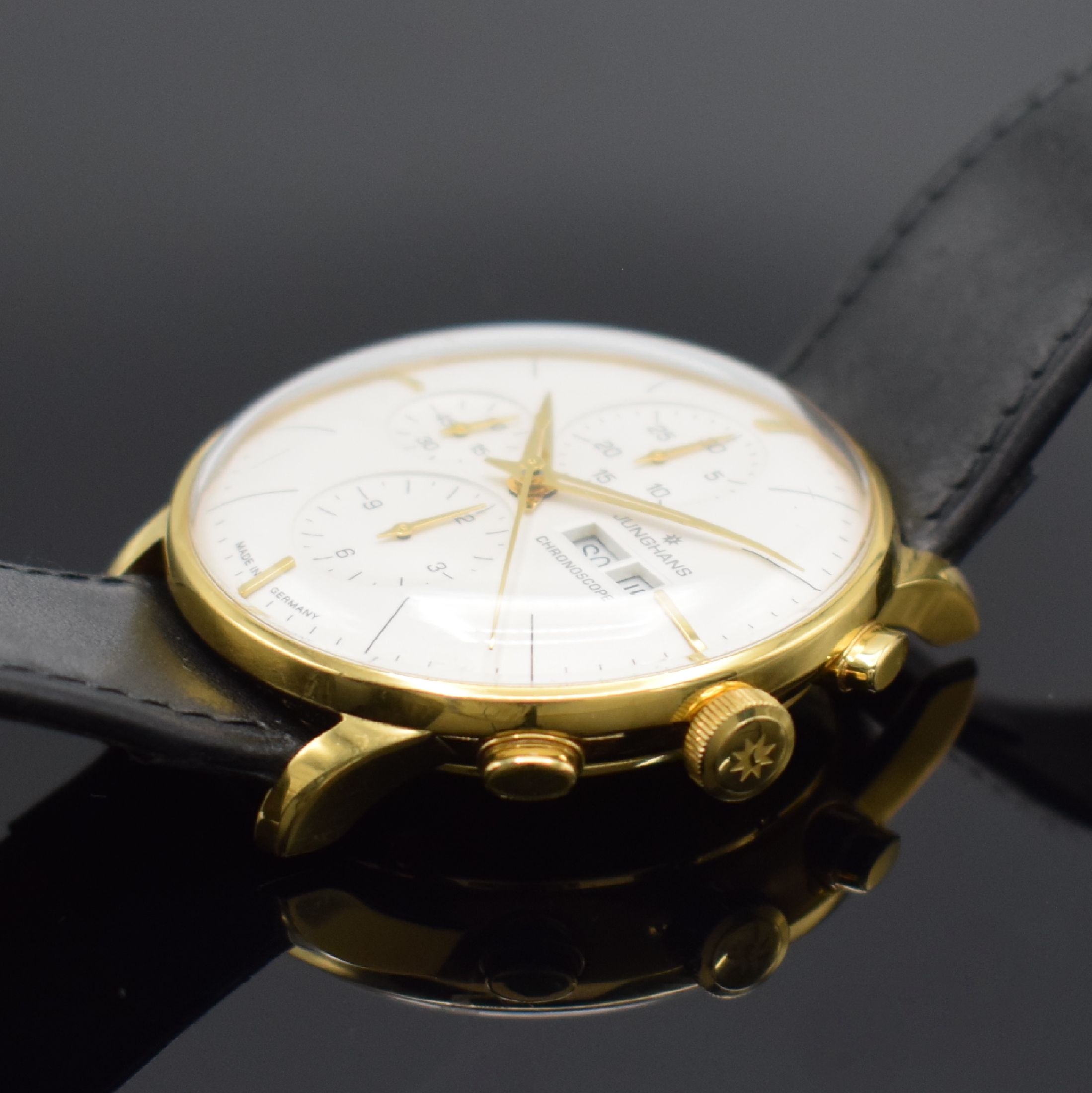 Detail c: JUNGHANS Chronoscope auf 1500 Stück limitierter Armbandchronograph Referenz 027/7122, Automatik, verg. Edelstahlgeh. beids. vergl., Boden 5-fach ...